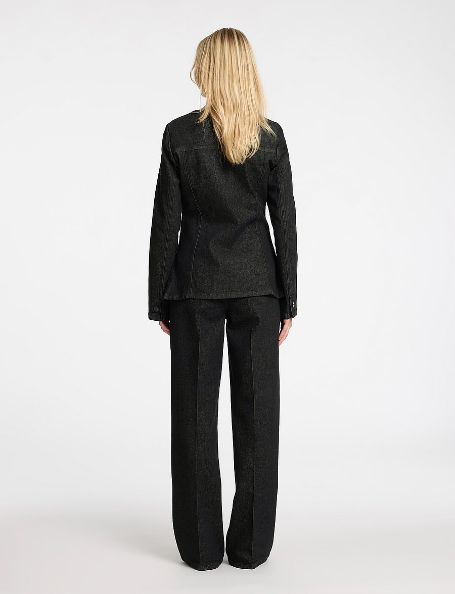 Selected - SLFCORA U-NECK FITTED DENIM BLAZER - enkeltradede blazere - black denim - 2
