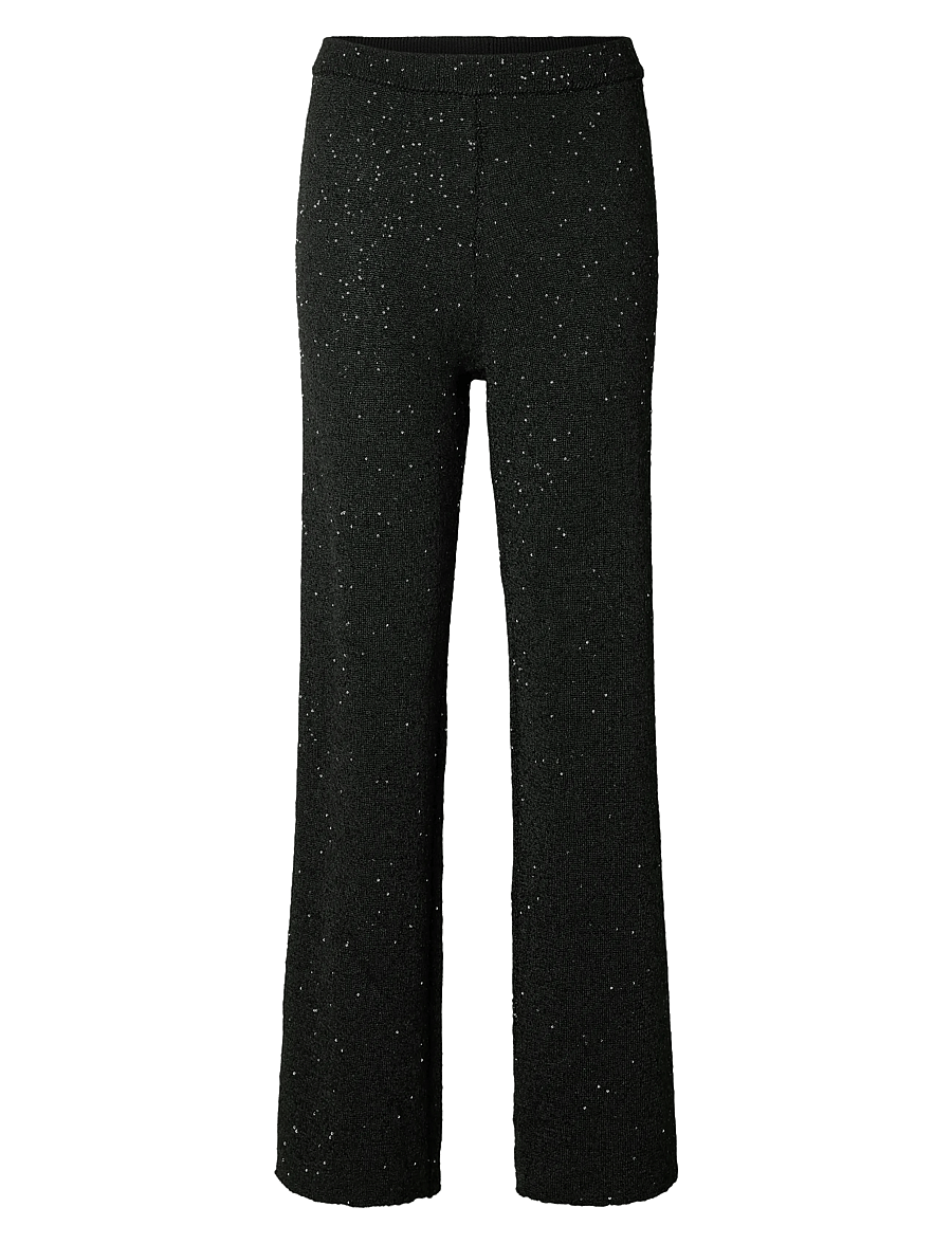Selected - SLFJOSIE HW KNIT PANT - alt laiad püksid - black - 0