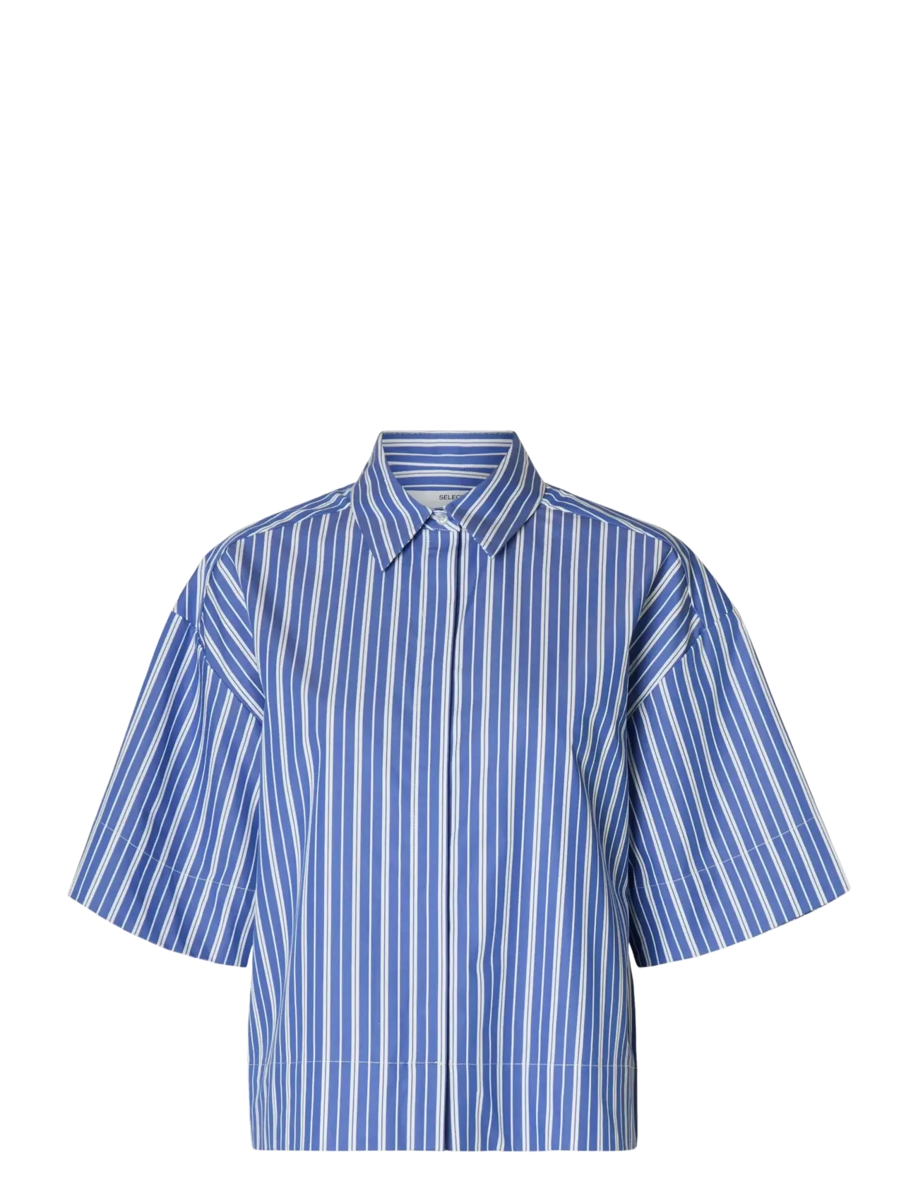 Selected SLFFIA 2/4 CROPPED STRIPED SHIRT B - Skjorter - DAZZLING BLUE / blue