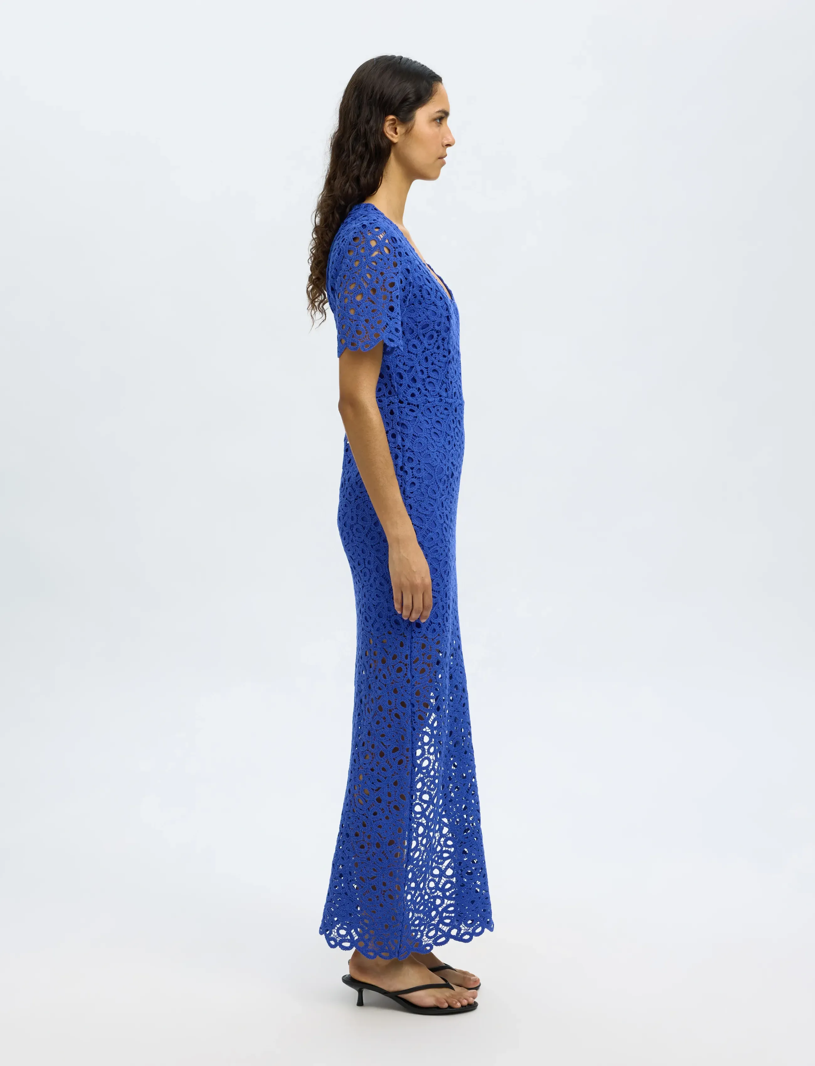 Selected - SLFALIMA SS ANKLE CROCHET DRESS B - blondekjoler - dazzling blue - 3