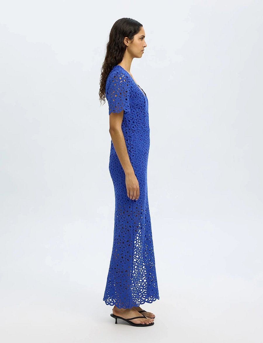 Selected - SLFALIMA SS ANKLE CROCHET DRESS B - blondekjoler - dazzling blue - 3