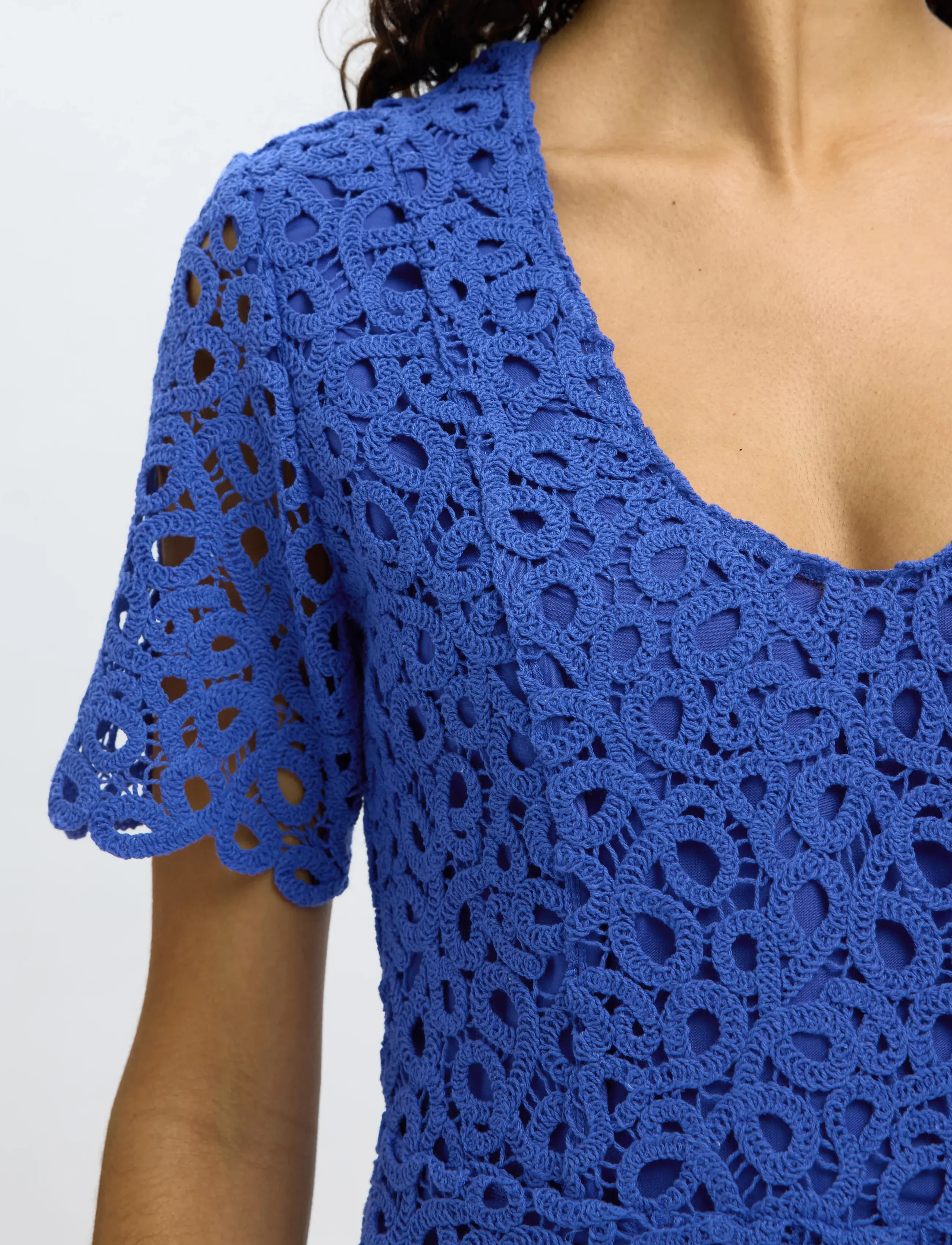 Selected - SLFALIMA SS ANKLE CROCHET DRESS B - blondekjoler - dazzling blue - 4