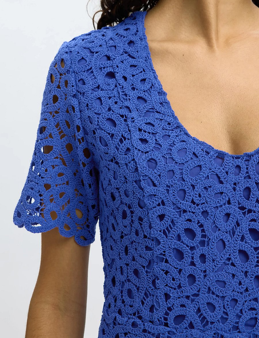 Selected - SLFALIMA SS ANKLE CROCHET DRESS B - blondekjoler - dazzling blue - 4