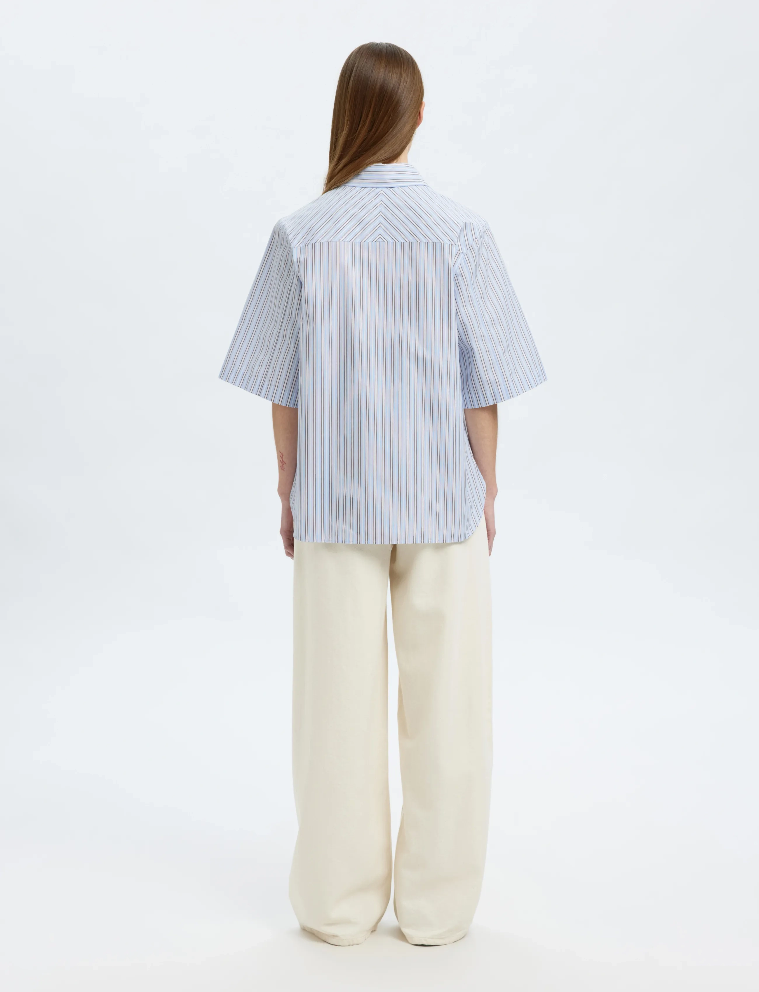 Selected - SLFELLEN 2/4 STRIPED BOXY SHIRT B - cashmere blue - 2
