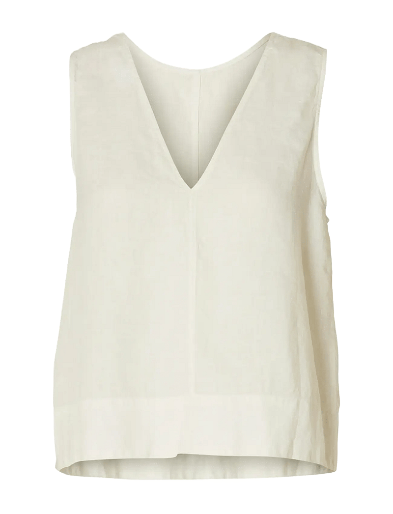 Selected - SLFLINNA SL REVERSIBLE LINEN TOP B - topid ja varrukateta alussärgid - snow white - 1