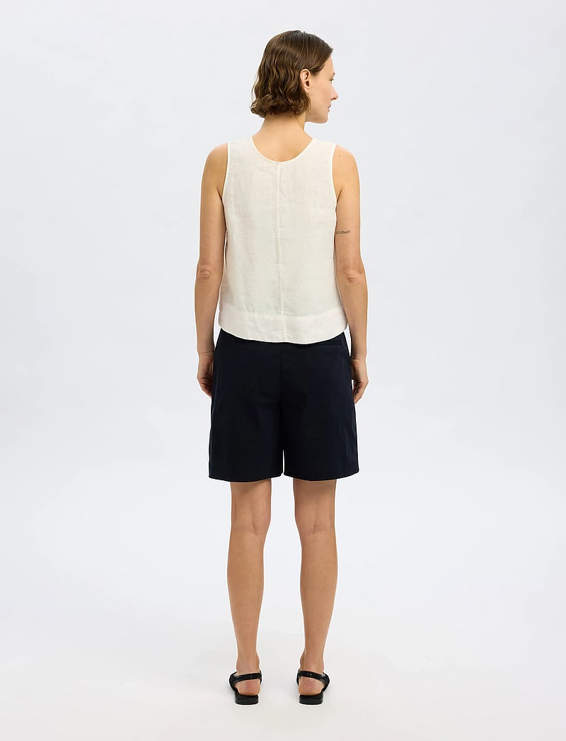 Selected - SLFLINNA SL REVERSIBLE LINEN TOP B - topid ja varrukateta alussärgid - snow white - 2