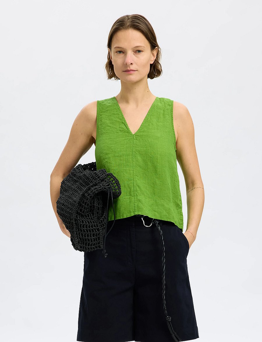 Selected - SLFLINNA SL REVERSIBLE LINEN TOP B - mouwloze tops - spindle tree - 3