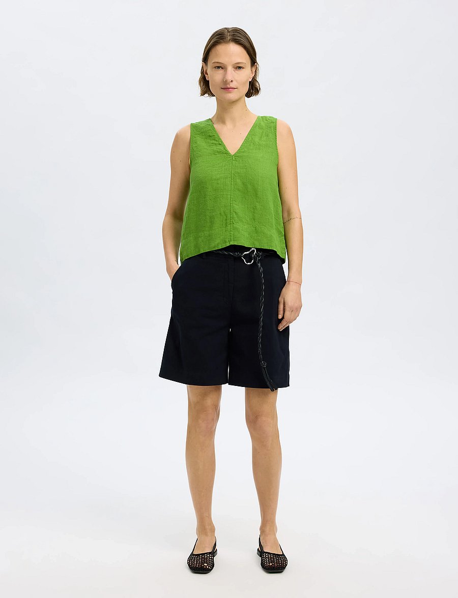 Selected - SLFLINNA SL REVERSIBLE LINEN TOP B - mouwloze tops - spindle tree - 4