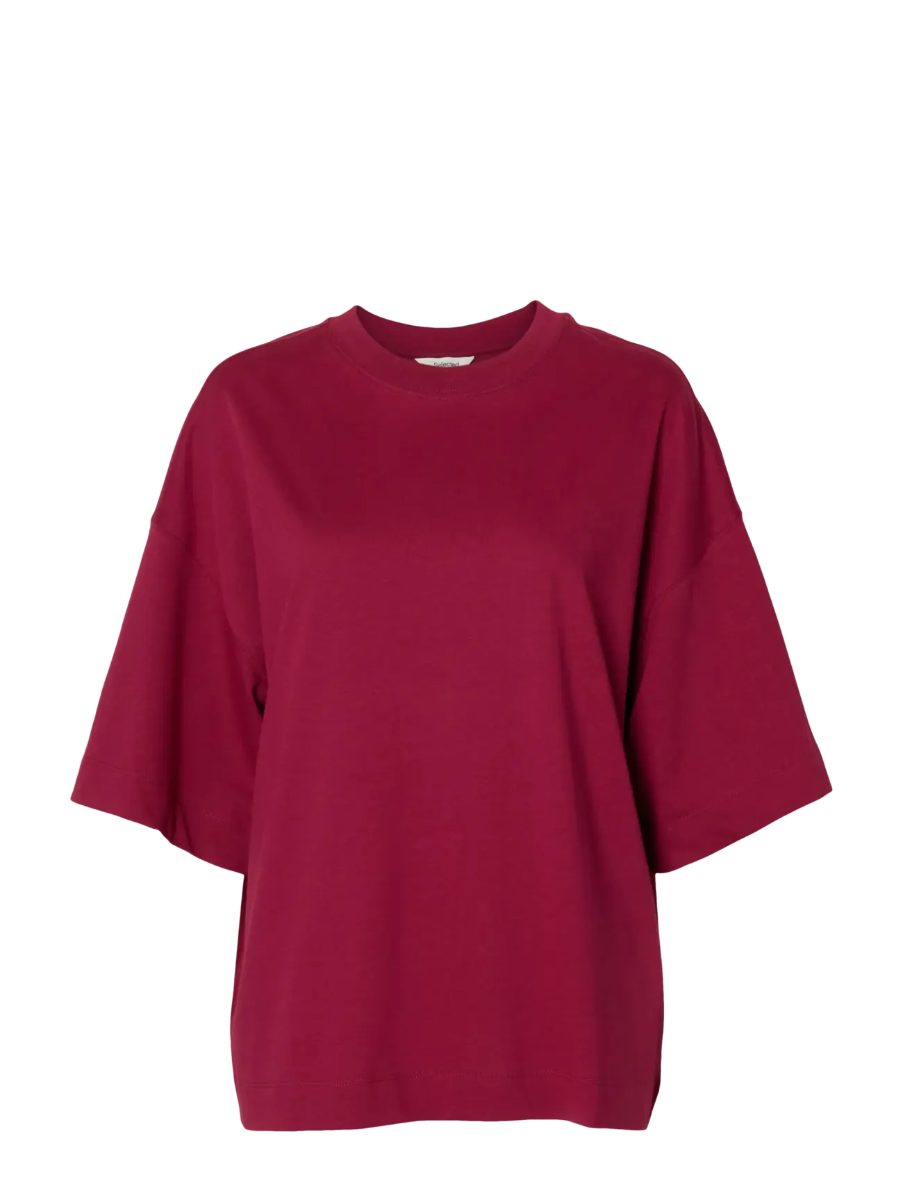 Selected SLWCOLWOMAN 2/4 OVERSIZED TEE NOOS - Selected - ANEMONE / burgundy