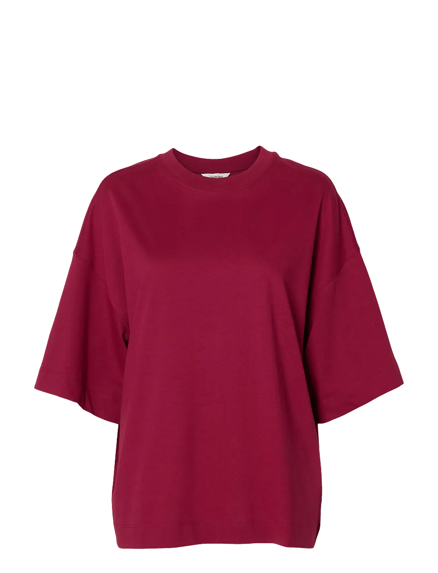 Selected - SLWCOLWOMAN 2/4 OVERSIZED TEE NOOS - t-shirts - anemone - 1