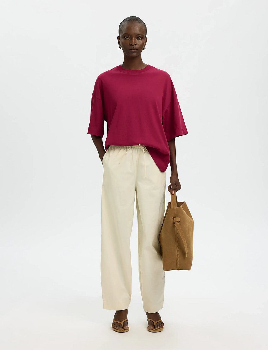 Selected - SLWCOLWOMAN 2/4 OVERSIZED TEE NOOS - t-shirts - anemone - 5
