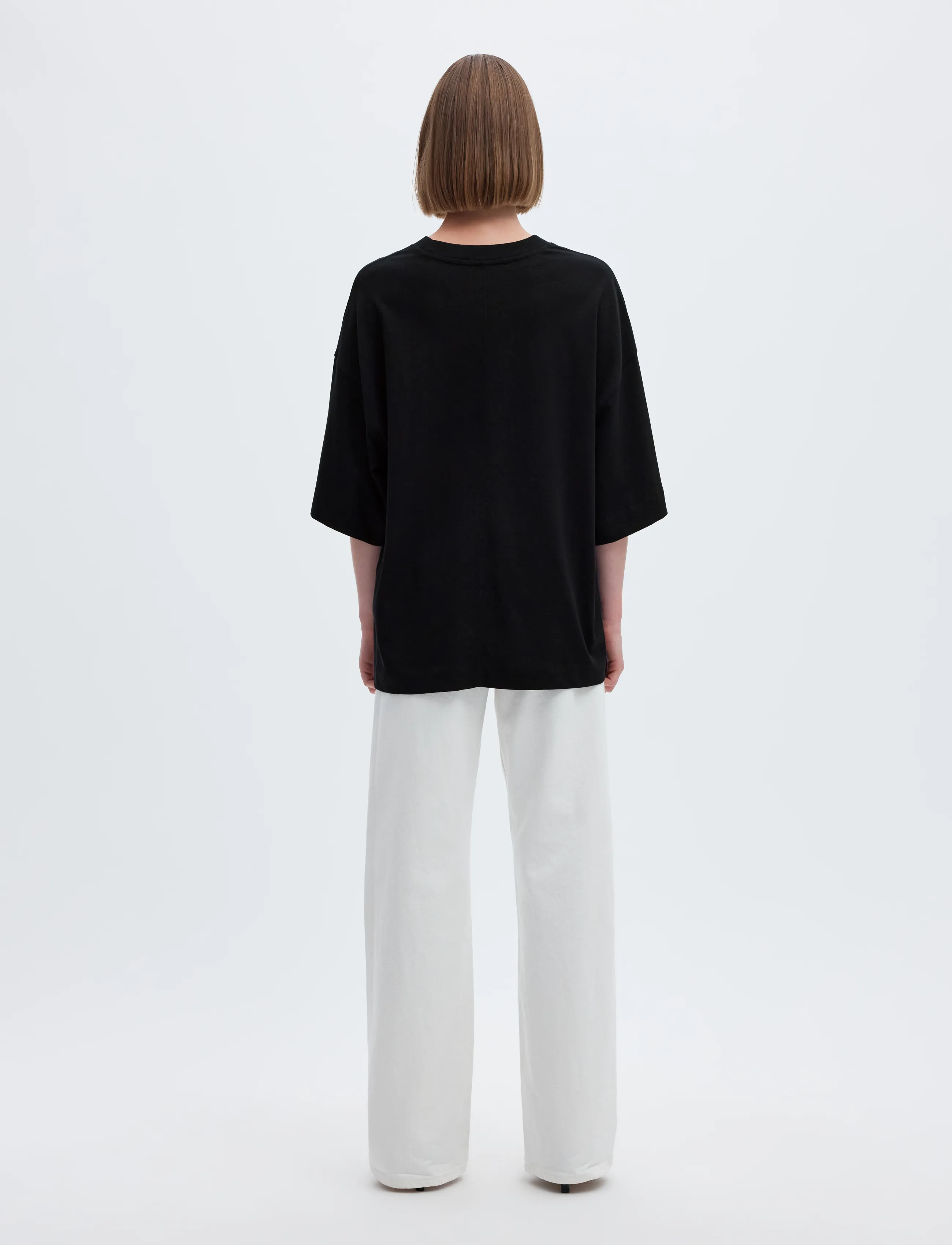 Selected - SLWCOLWOMAN 2/4 OVERSIZED TEE NOOS - t-krekli - black - 2
