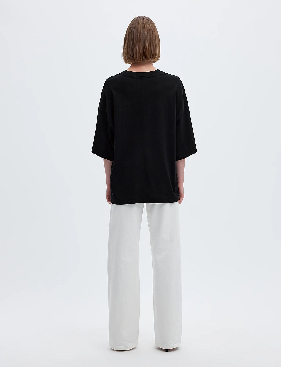 Selected - SLWCOLWOMAN 2/4 OVERSIZED TEE NOOS - t-shirts - black - 2
