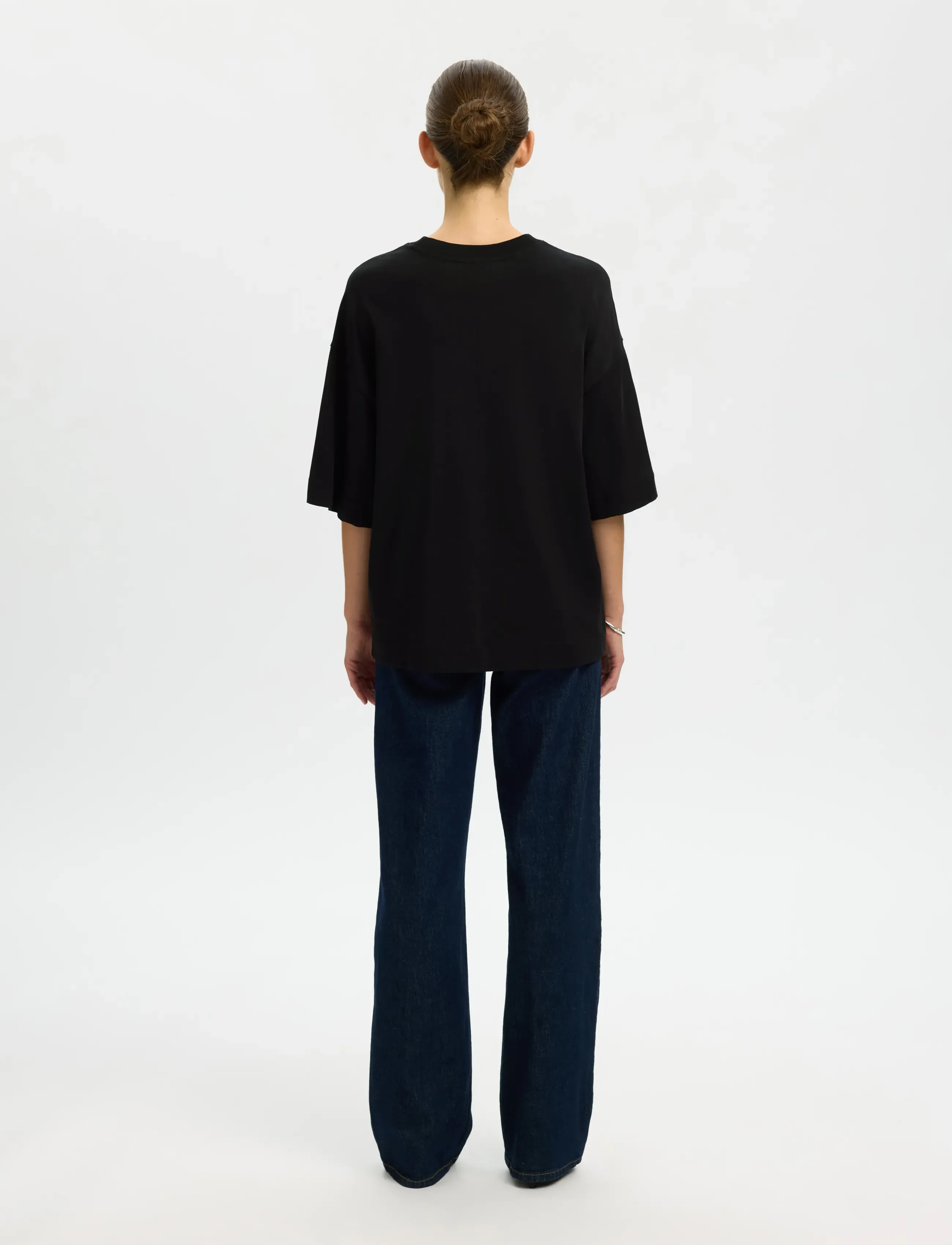 Selected - SLWCOLWOMAN 2/4 OVERSIZED TEE NOOS - t-shirts - black - 2