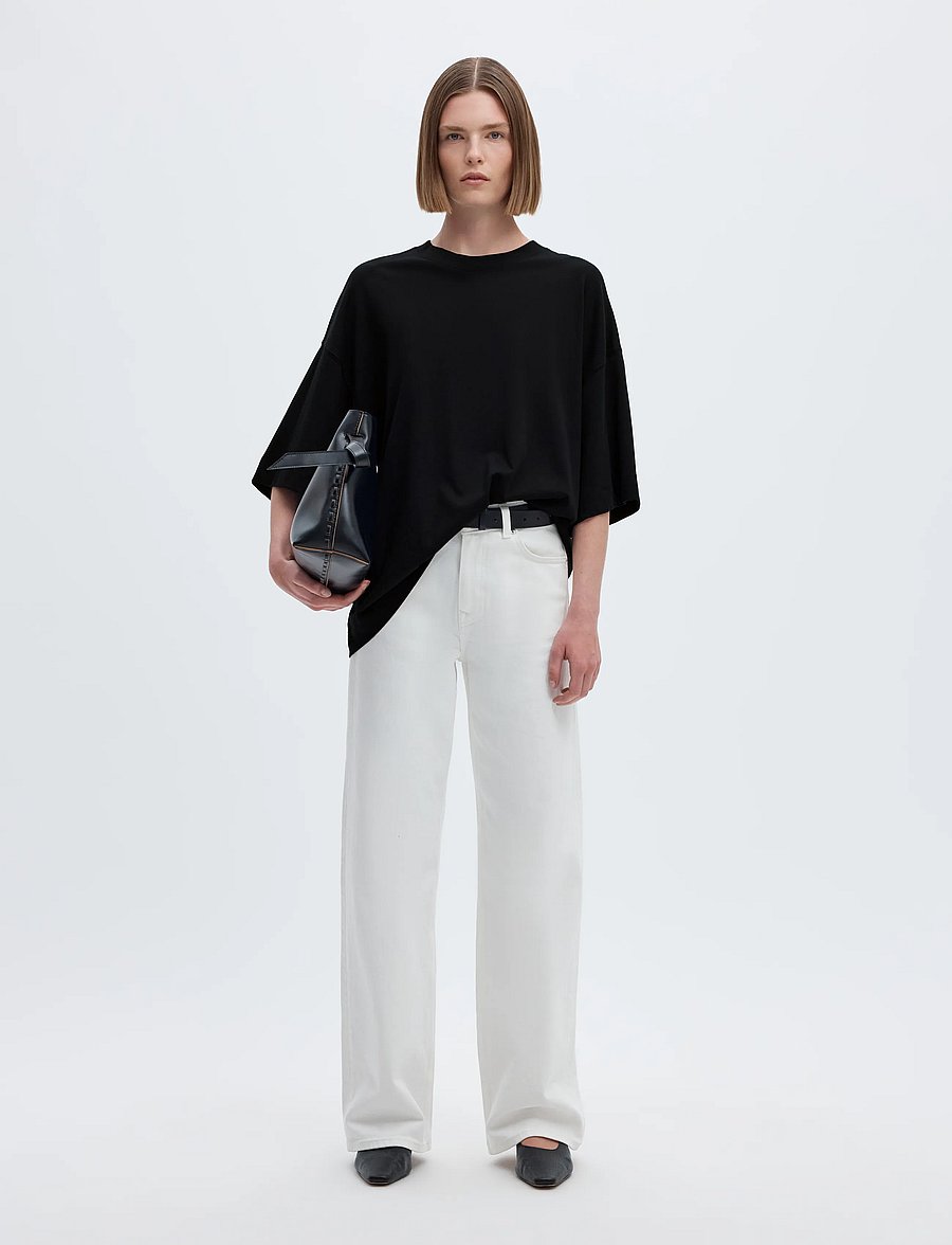 Selected - SLWCOLWOMAN 2/4 OVERSIZED TEE NOOS - t-shirts - black - 5