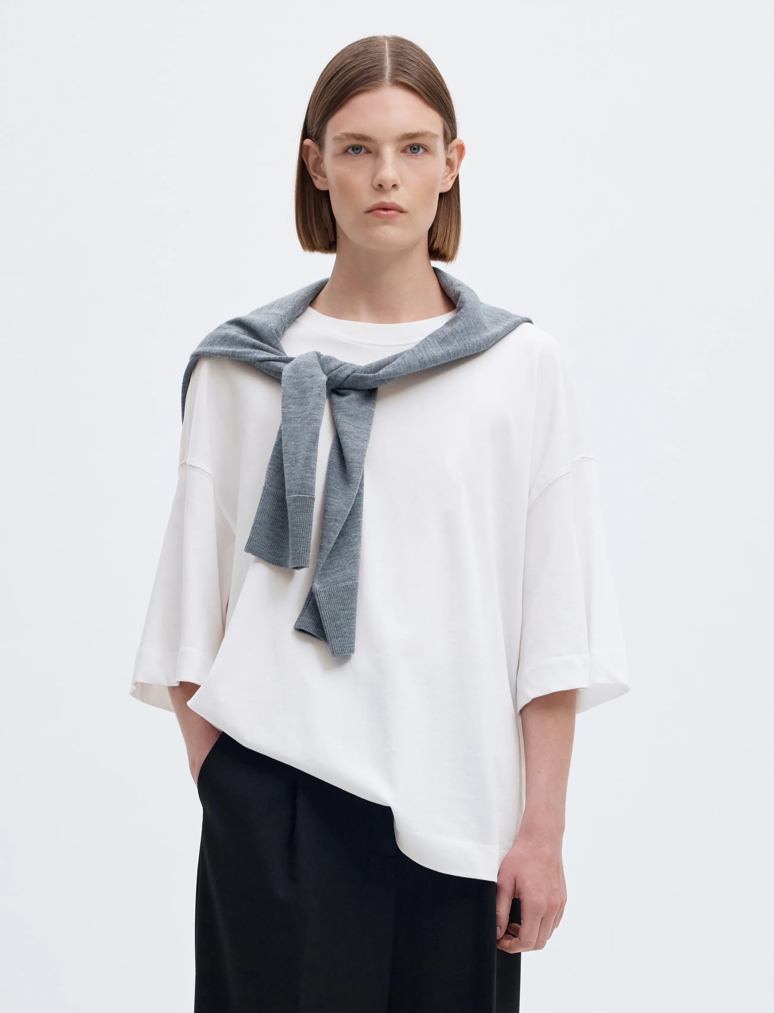 Selected SLWCOLWOMAN 2/4 OVERSIZED TEE NOOS - T-shirts - BRIGHT WHITE / white
