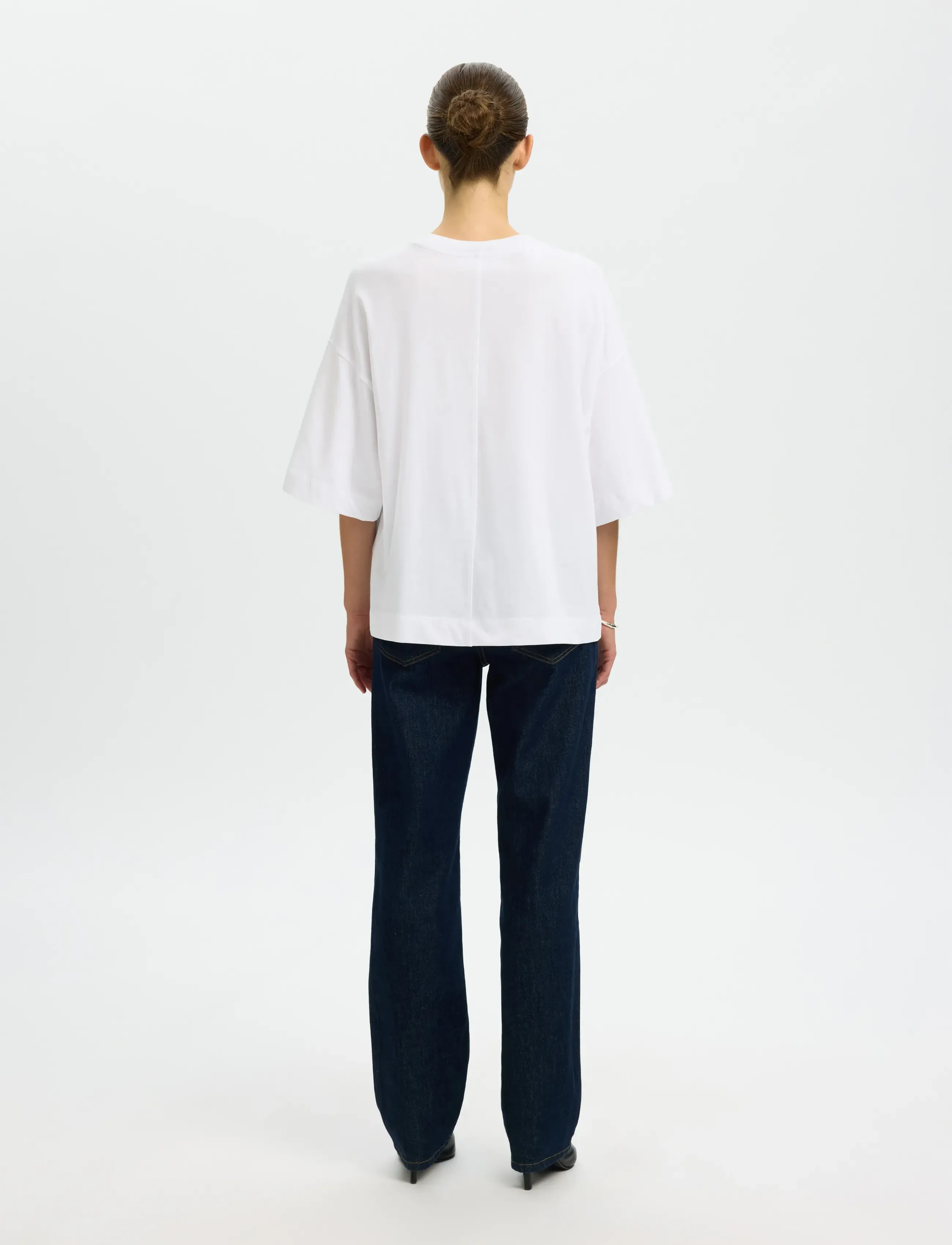 Selected - SLWCOLWOMAN 2/4 OVERSIZED TEE NOOS - t-shirts - bright white - 2