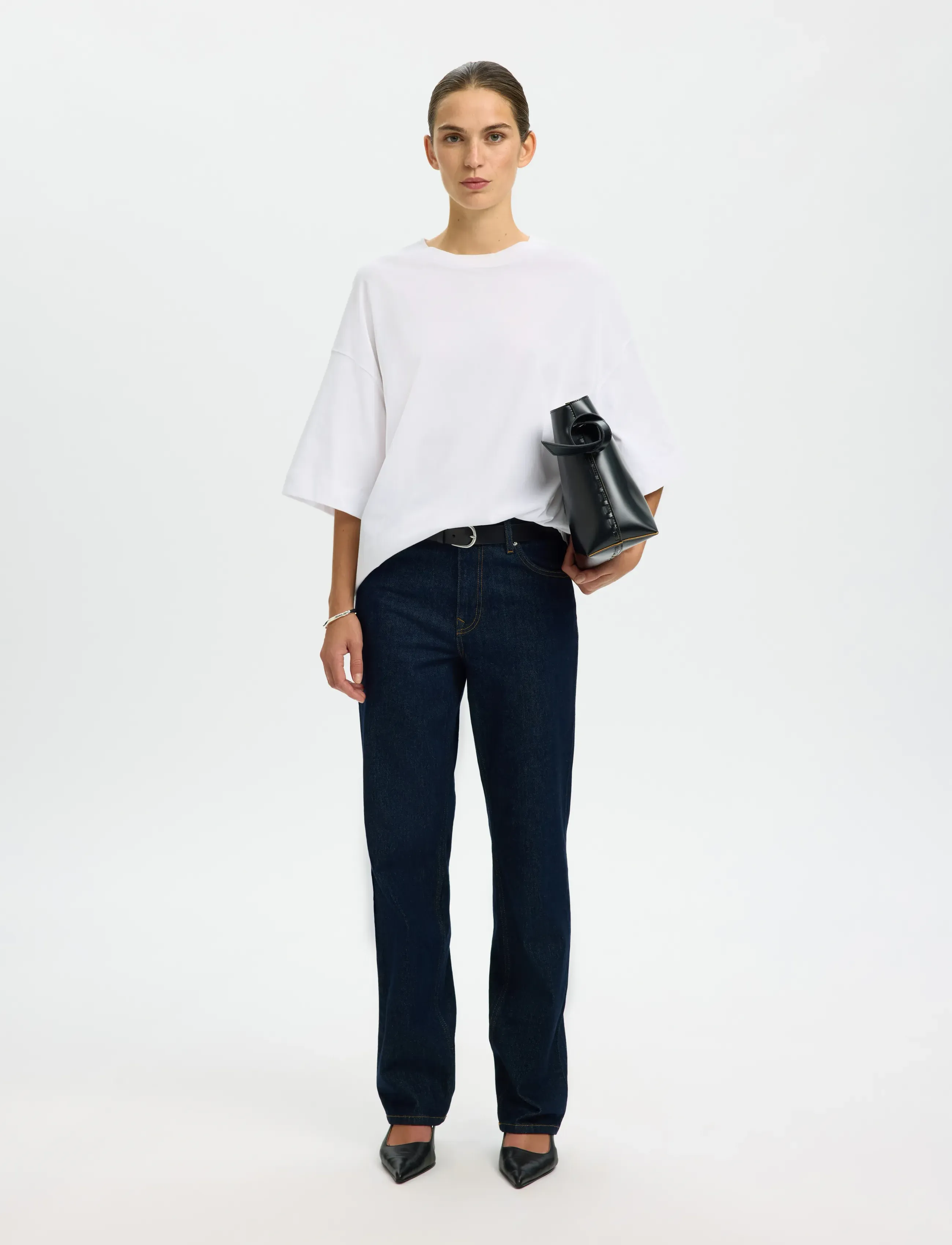 Selected - SLWCOLWOMAN 2/4 OVERSIZED TEE NOOS - t-shirts - bright white - 3