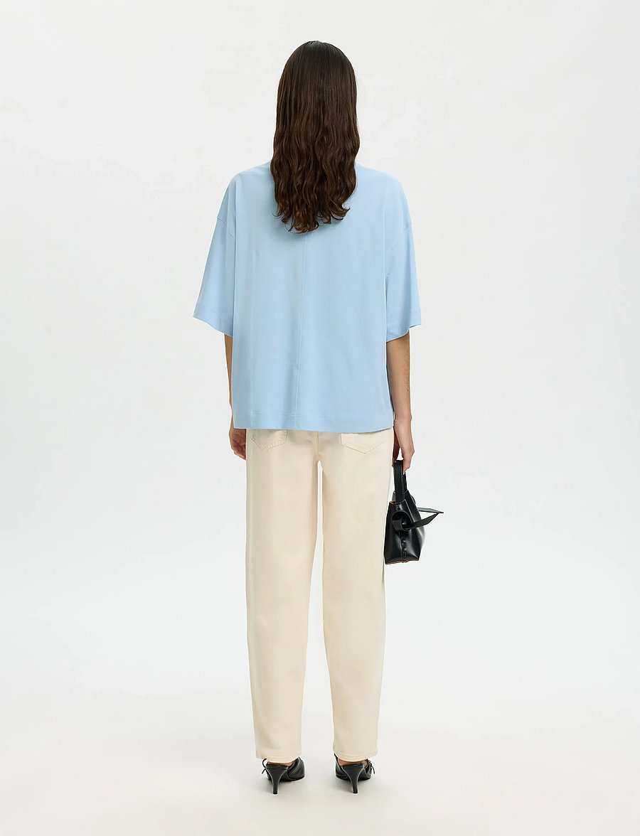 Selected - SLWCOLWOMAN 2/4 OVERSIZED TEE NOOS - t-shirts - cashmere blue - 2