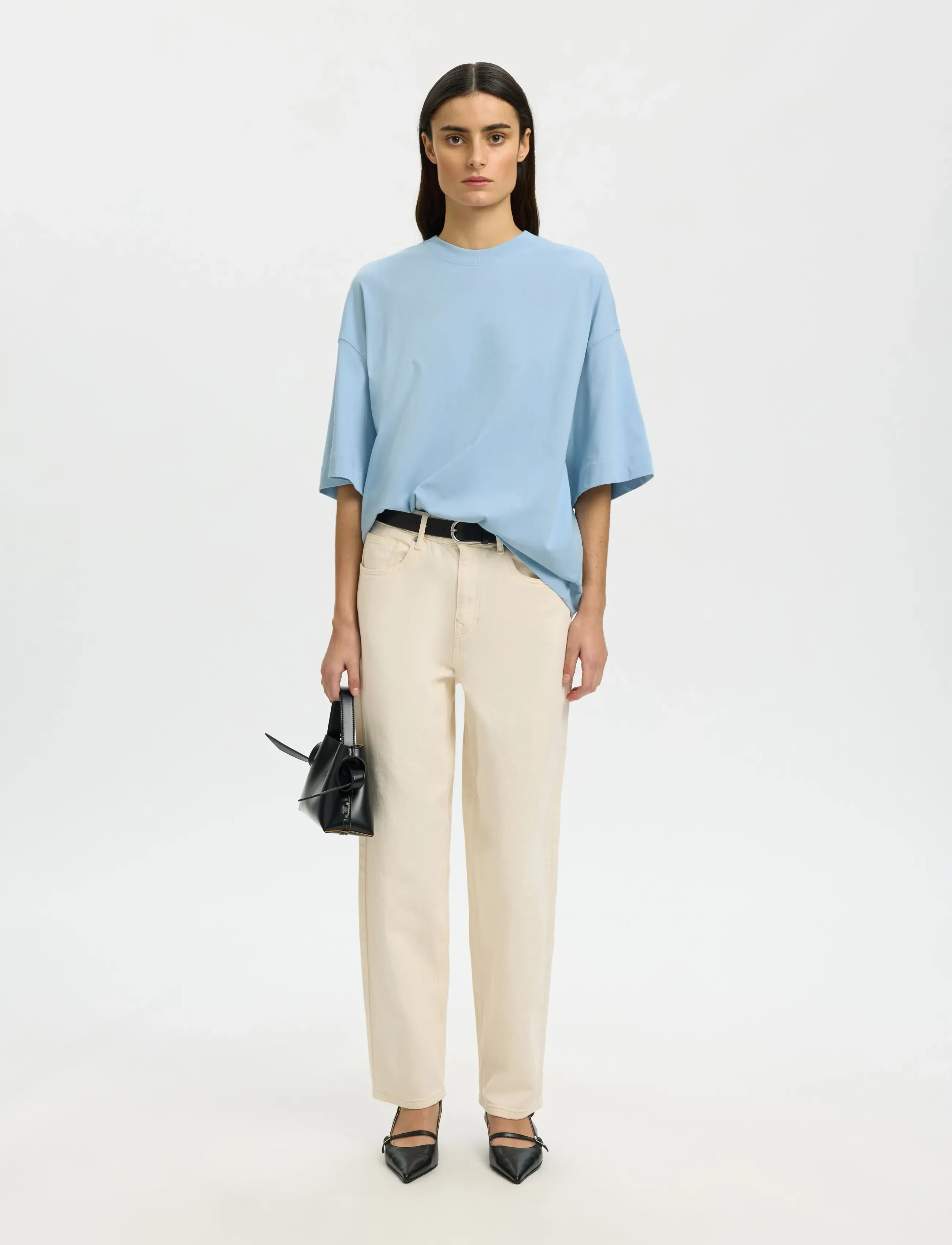 Selected - SLWCOLWOMAN 2/4 OVERSIZED TEE NOOS - t-shirts - cashmere blue - 3