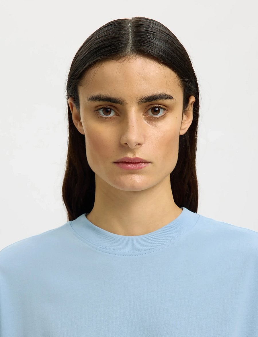 Selected - SLWCOLWOMAN 2/4 OVERSIZED TEE NOOS - t-shirts - cashmere blue - 4