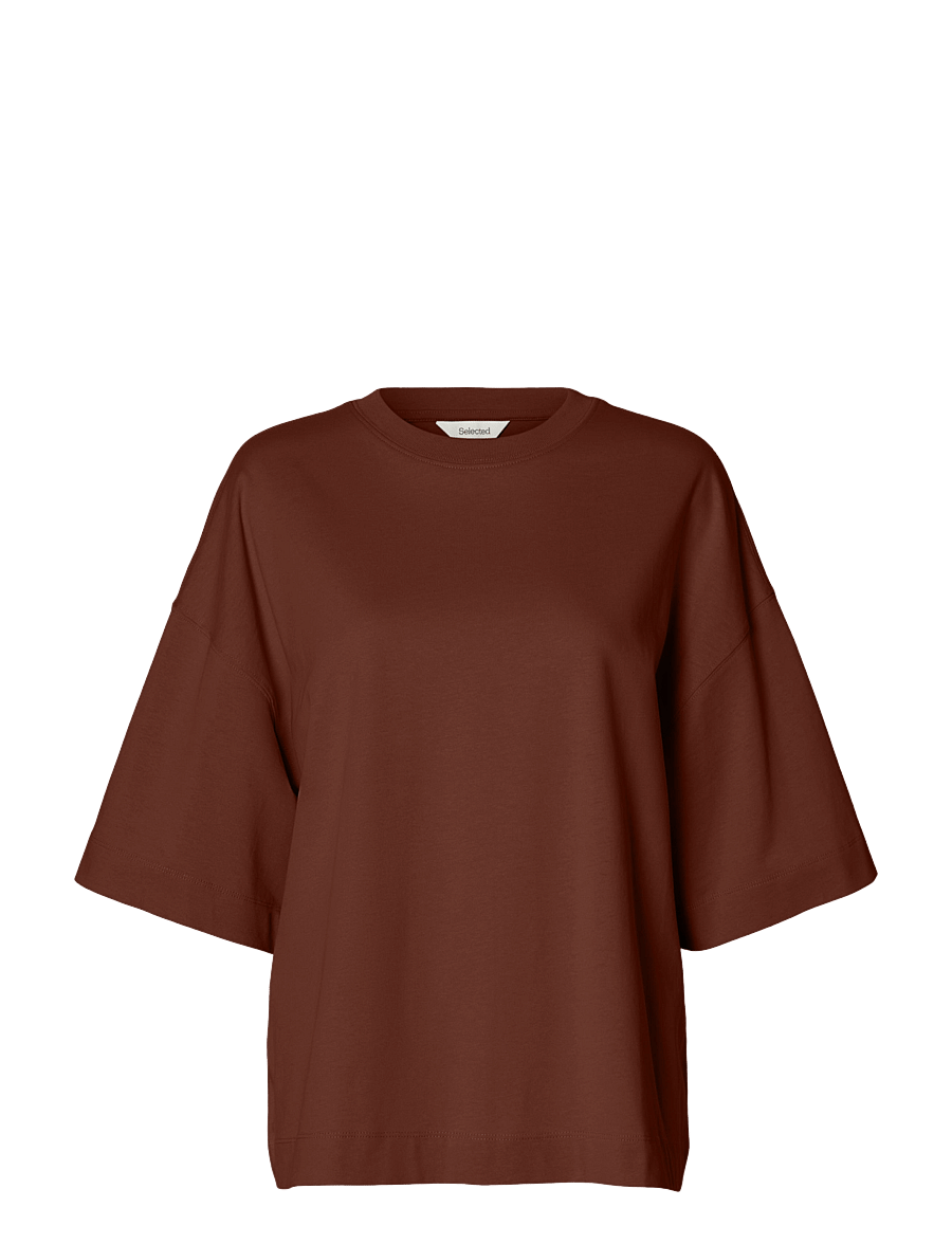Selected - SLWCOLWOMAN 2/4 OVERSIZED TEE NOOS - t-shirts - cherry mahogany - 0