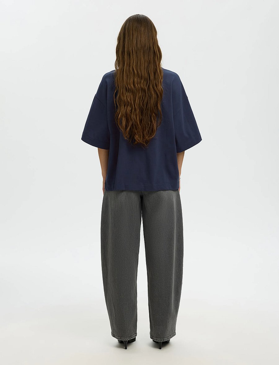 Selected - SLWCOLWOMAN 2/4 OVERSIZED TEE NOOS - t-shirts - dark sapphire - 2