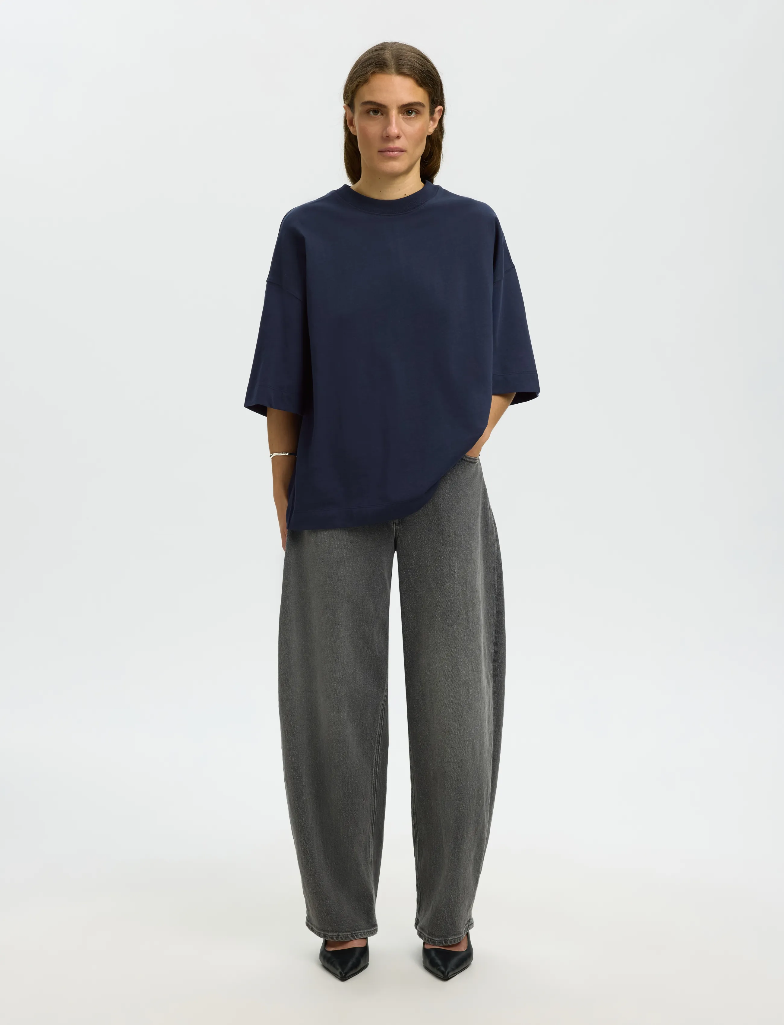 Selected - SLWCOLWOMAN 2/4 OVERSIZED TEE NOOS - t-särgid - dark sapphire - 3
