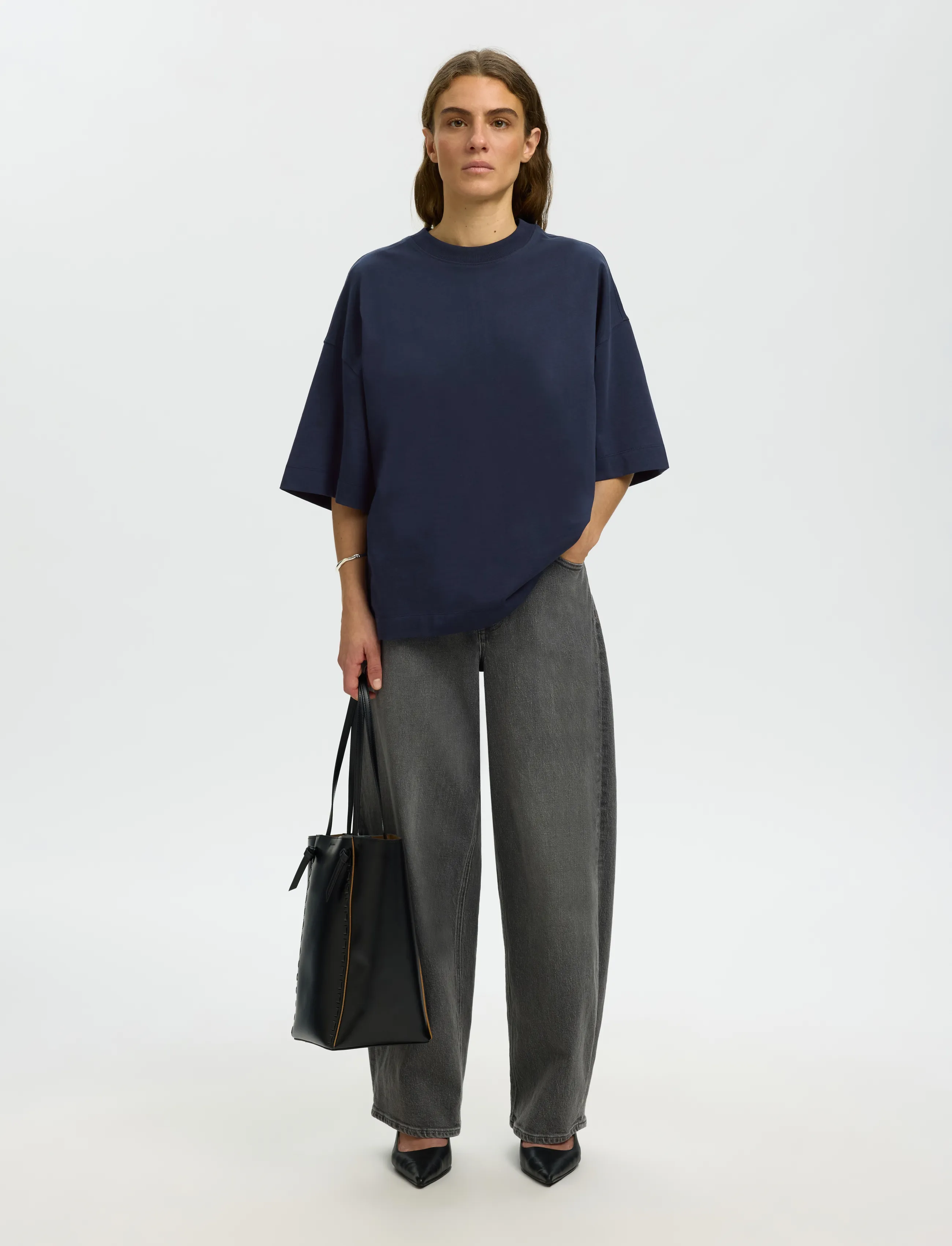 Selected - SLWCOLWOMAN 2/4 OVERSIZED TEE NOOS - t-särgid - dark sapphire - 5