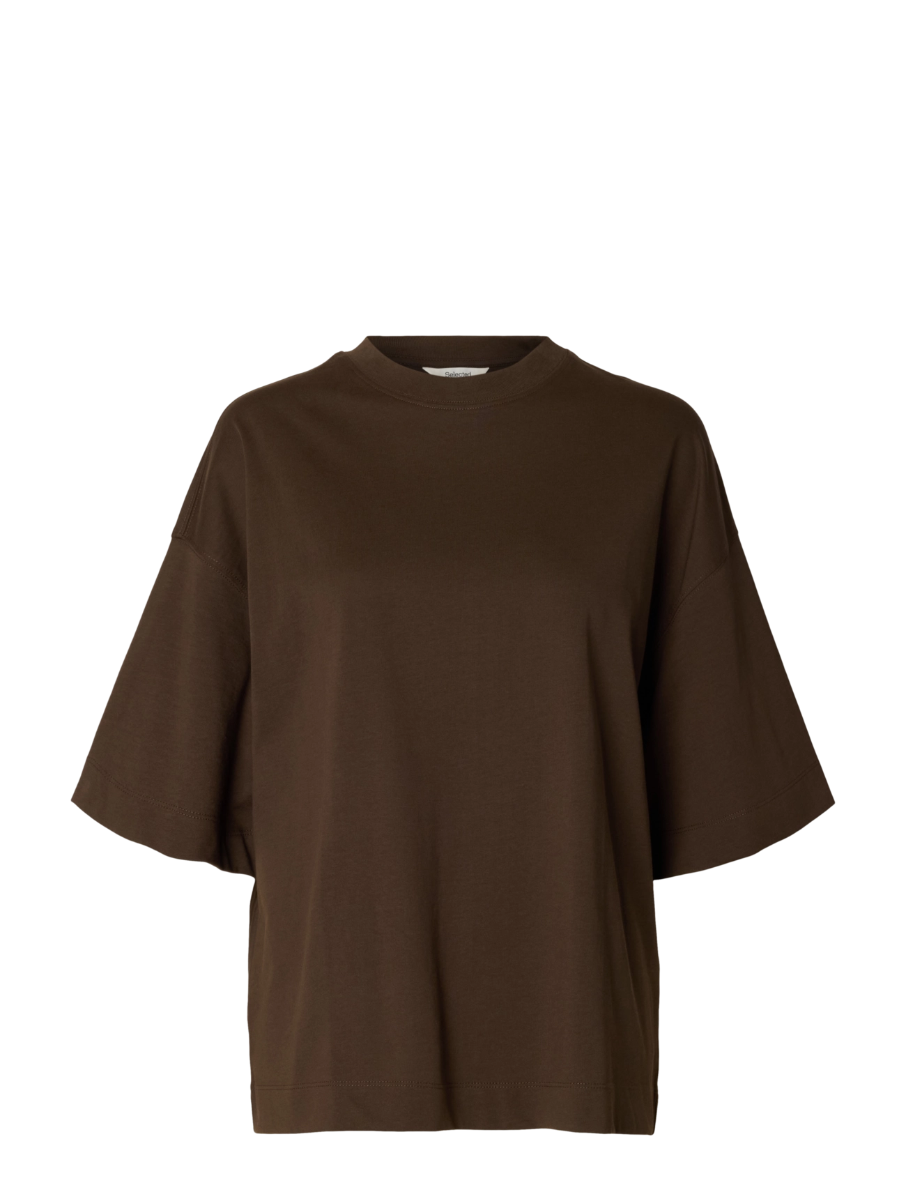 Selected SLWCOLWOMAN 2/4 OVERSIZED TEE NOOS - Kleidung - DELICIOSO / brown