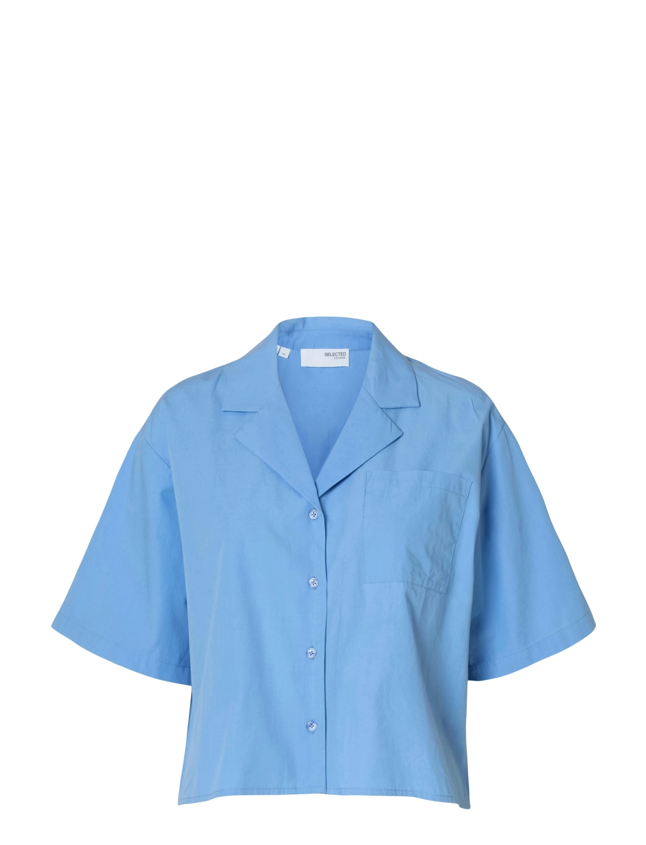 Selected SLFBLAIR SS CROPPED SHIRT B - Tøj - CORNFLOWER BLUE / blue