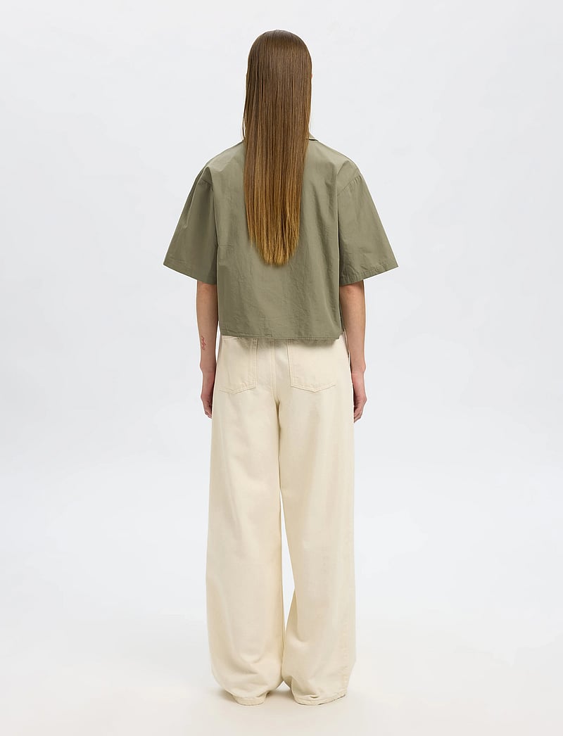 Selected - SLFBLAIR SS CROPPED SHIRT B - kortärmade skjortor - vetiver - 2
