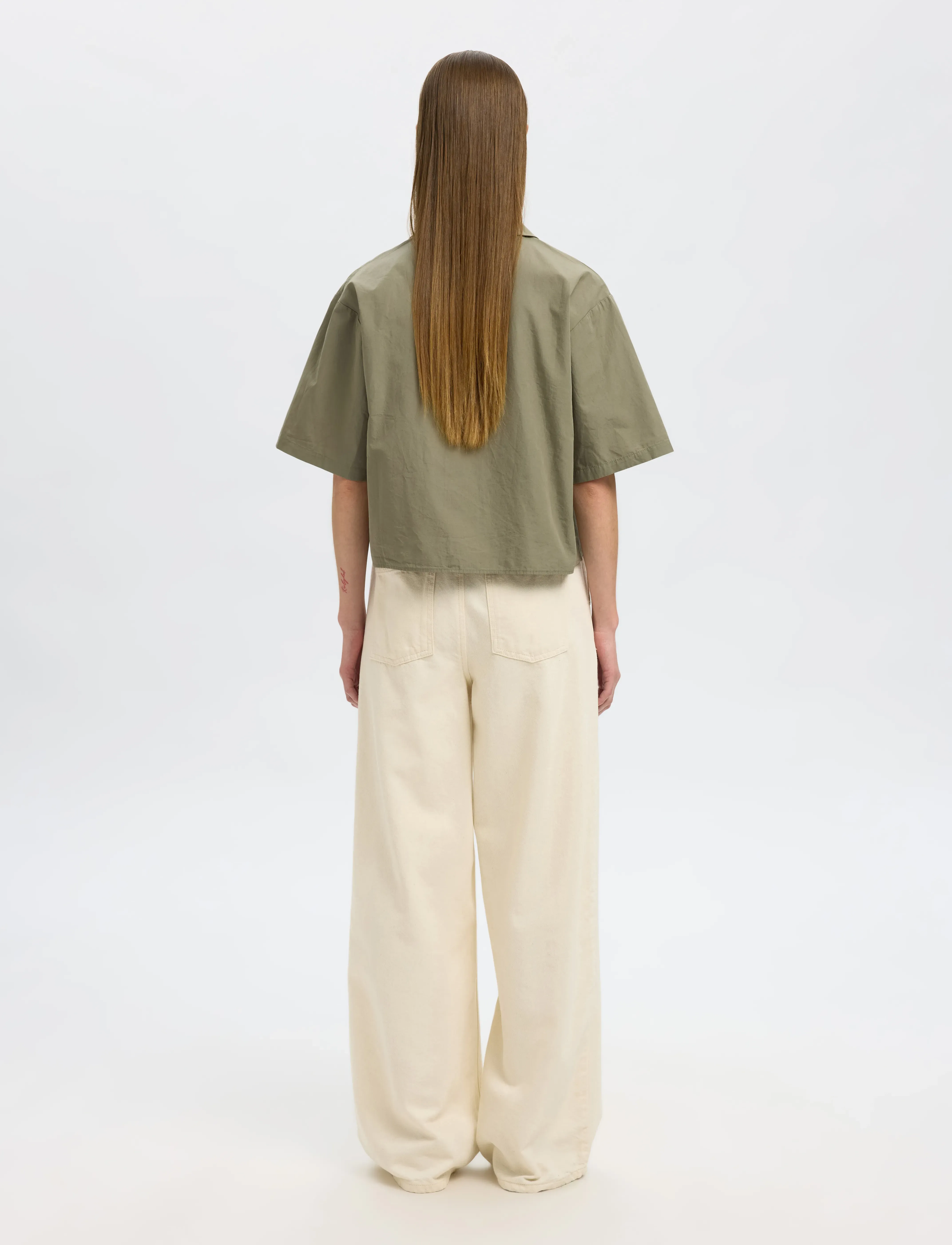 Selected - SLFBLAIR SS CROPPED SHIRT B - kortærmede skjorter - vetiver - 2