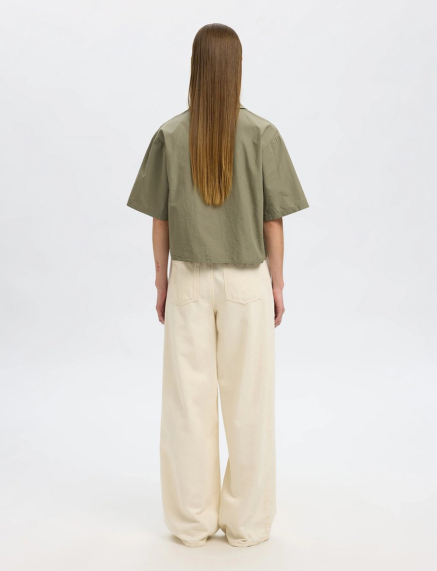 Selected - SLFBLAIR SS CROPPED SHIRT B - chemises à manches courtes - vetiver - 2