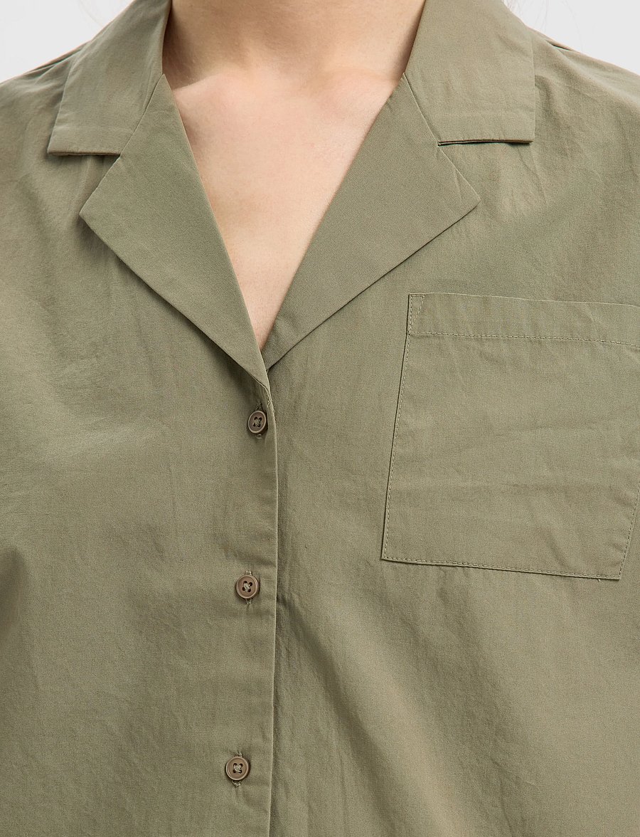 Selected - SLFBLAIR SS CROPPED SHIRT B - chemises à manches courtes - vetiver - 4