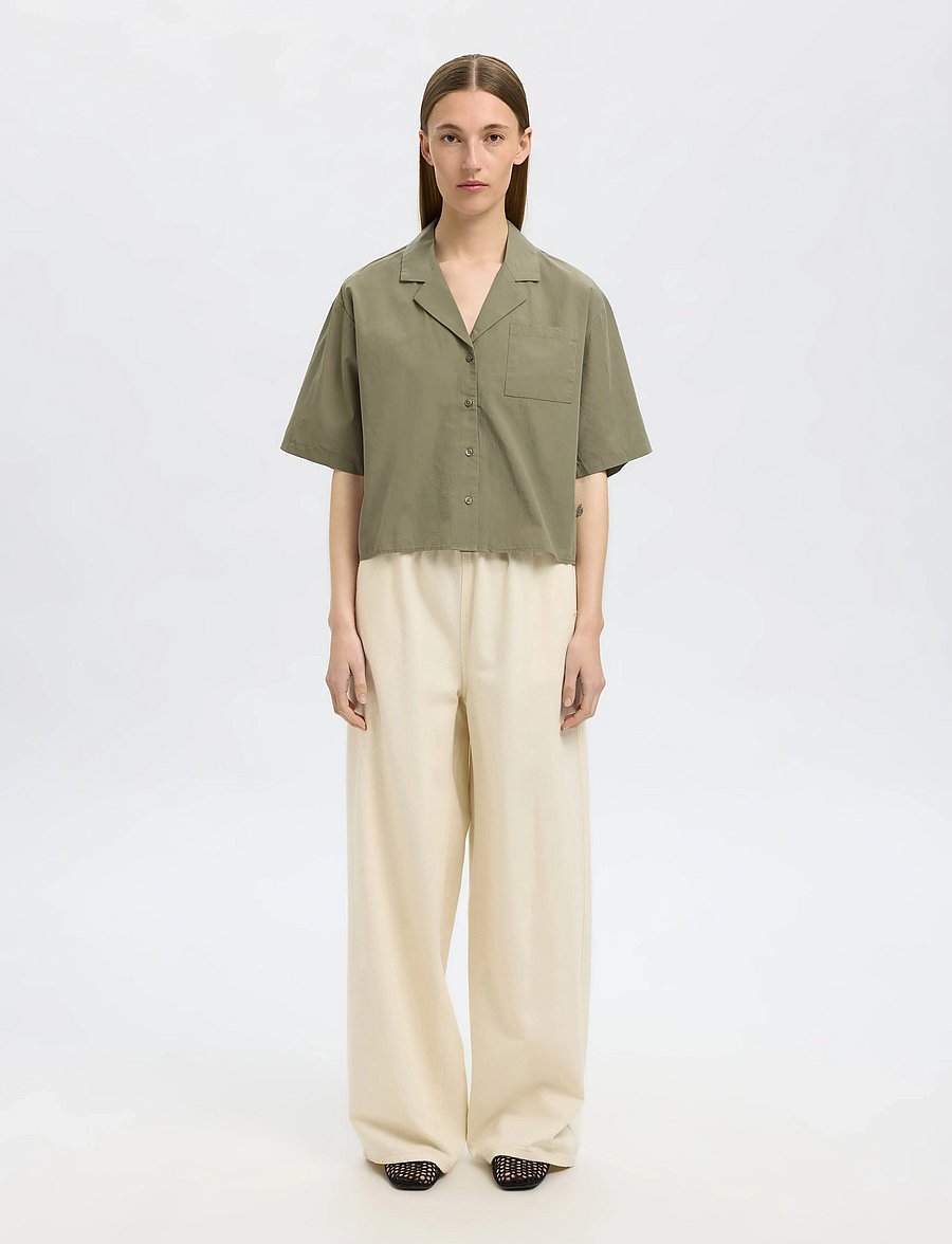 Selected - SLFBLAIR SS CROPPED SHIRT B - chemises à manches courtes - vetiver - 5