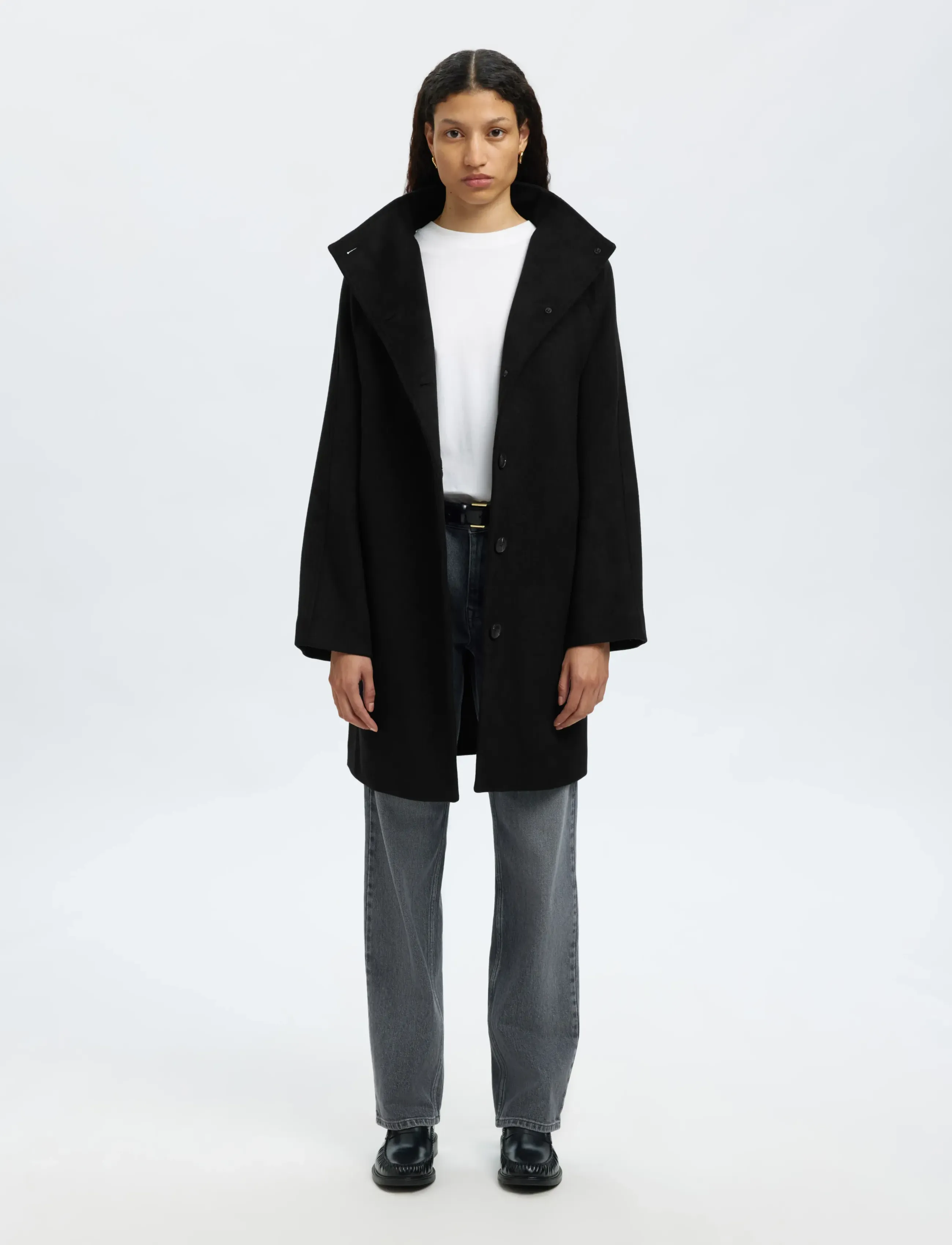 Selected Slfvinni Wool Blend Coat Noos, 44, Coats, Schwarz - Frauen