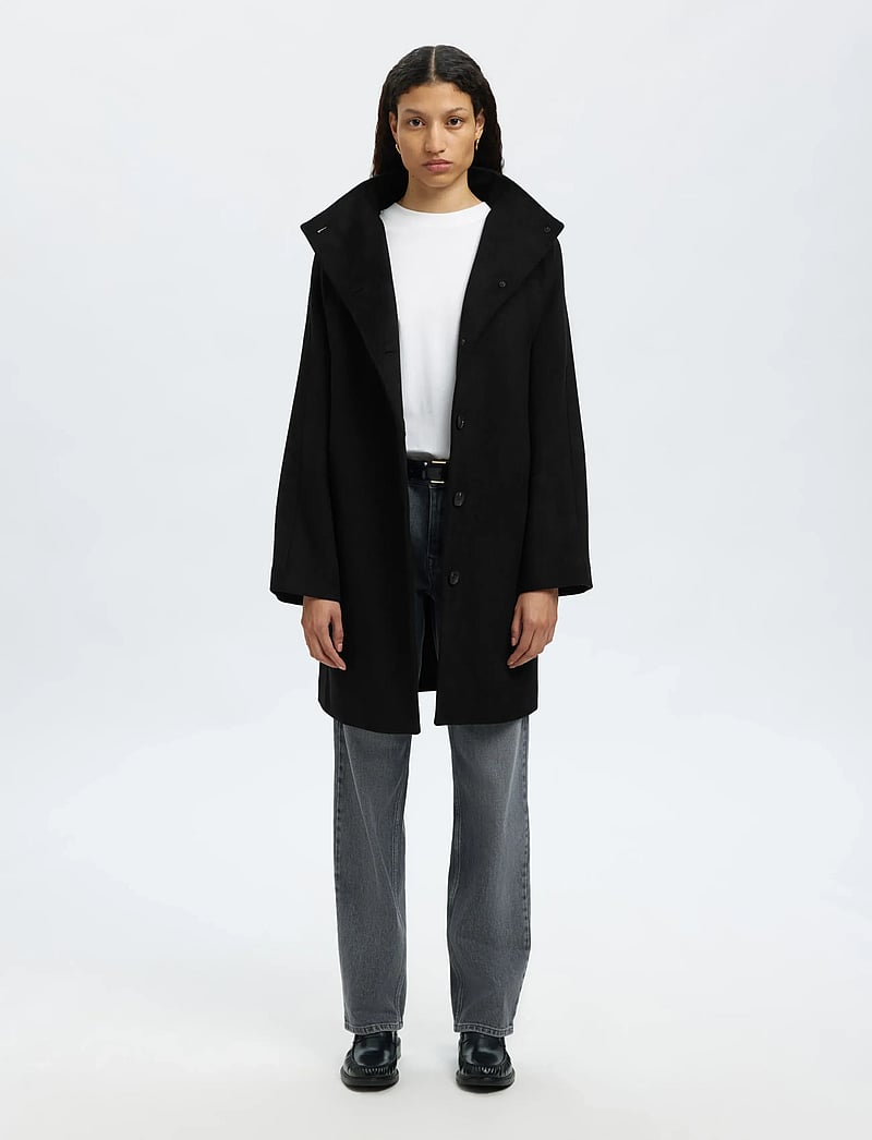 Selected - SLFVINNI WOOL BLEND COAT NOOS - talvejoped - black - 0