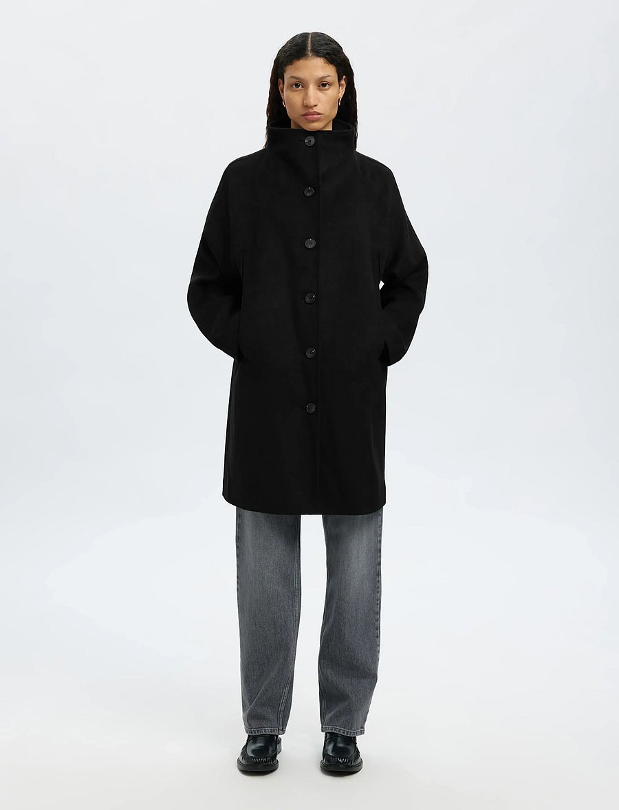 Selected - SLFVINNI WOOL BLEND COAT NOOS - vestes d'hiver - black - 5