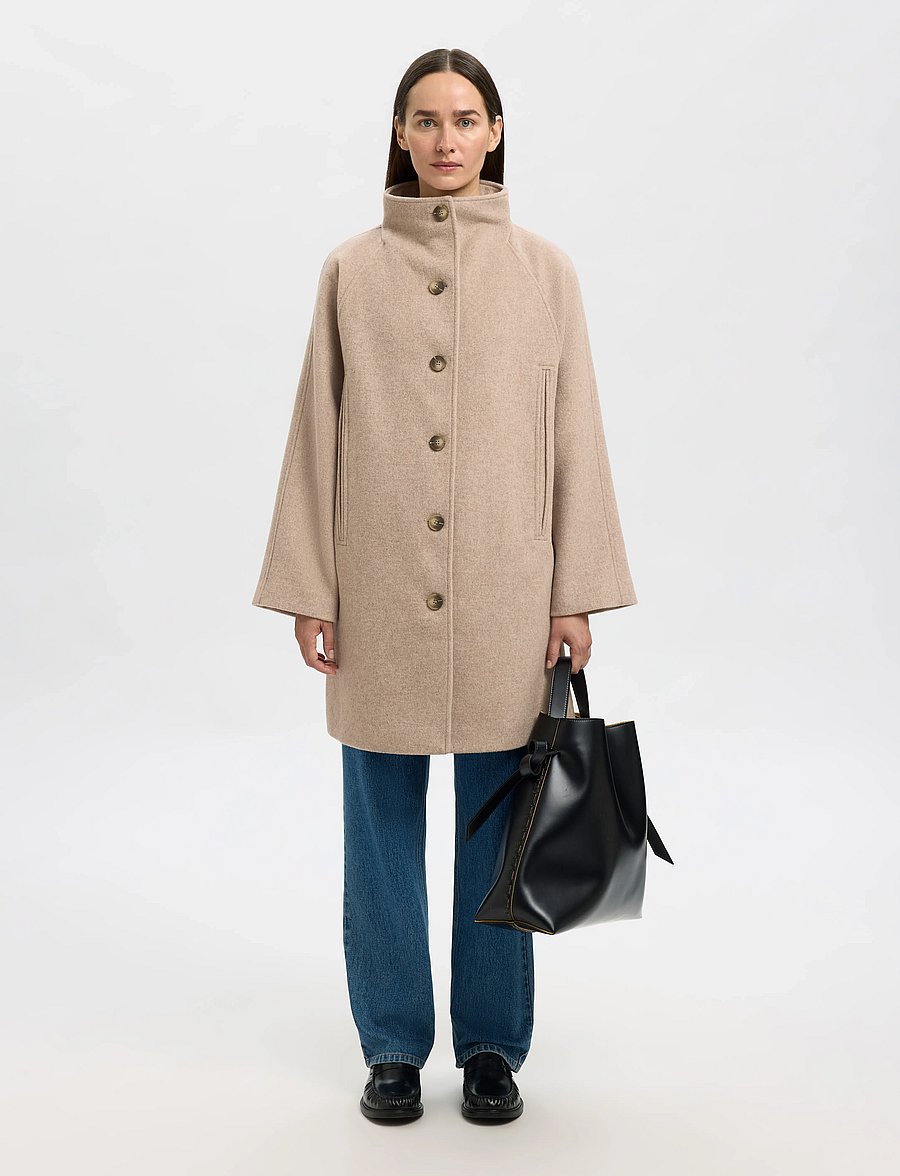 Selected - SLFVINNI WOOL BLEND COAT NOOS - vestes d'hiver - sandshell - 0