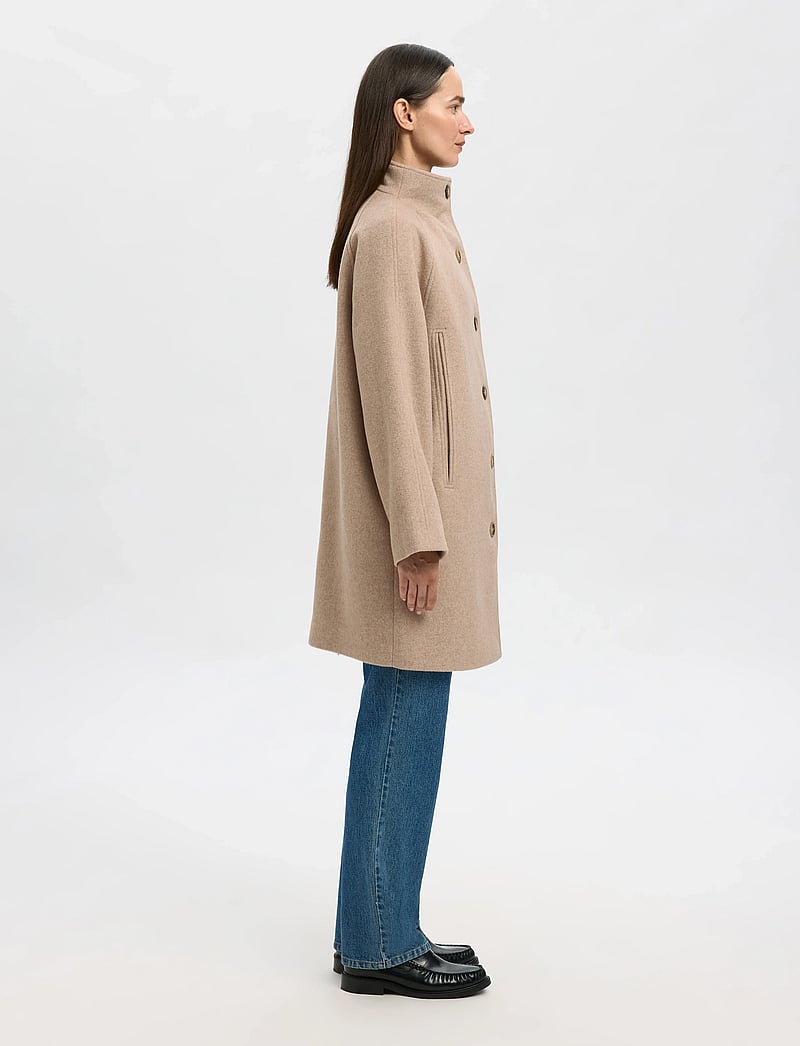 Selected - SLFVINNI WOOL BLEND COAT NOOS - wool coats - sandshell - 3
