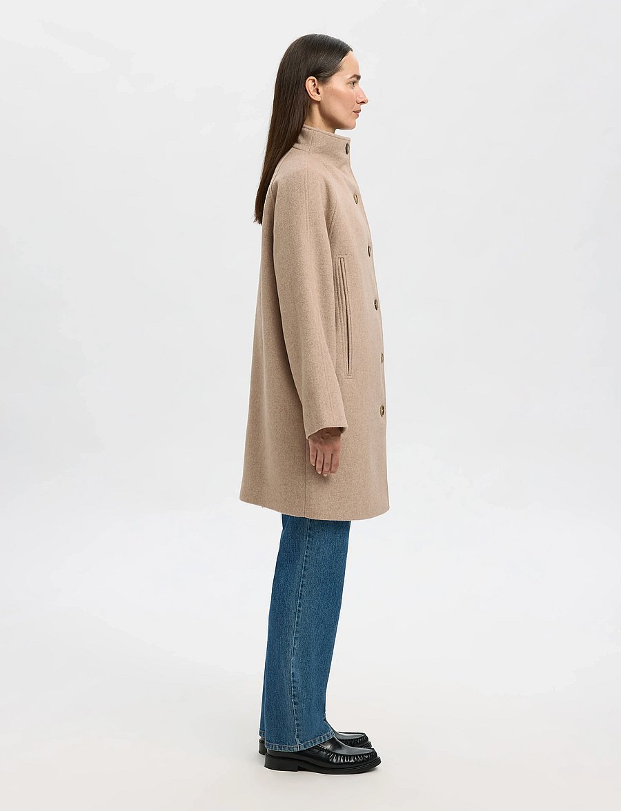 Selected - SLFVINNI WOOL BLEND COAT NOOS - vestes d'hiver - sandshell - 3
