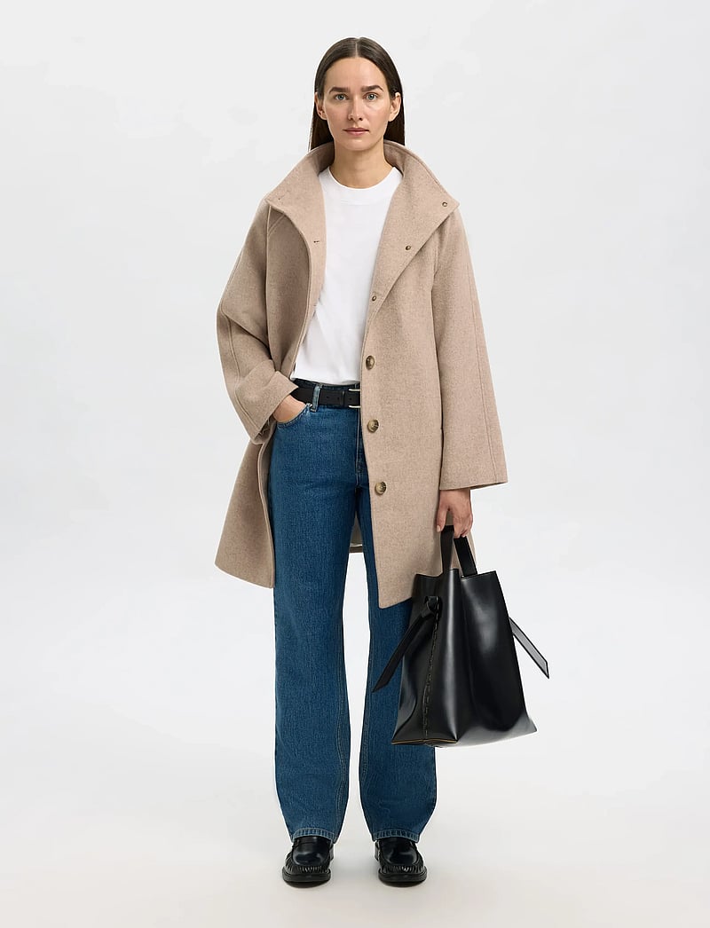 Selected - SLFVINNI WOOL BLEND COAT NOOS - wool coats - sandshell - 5