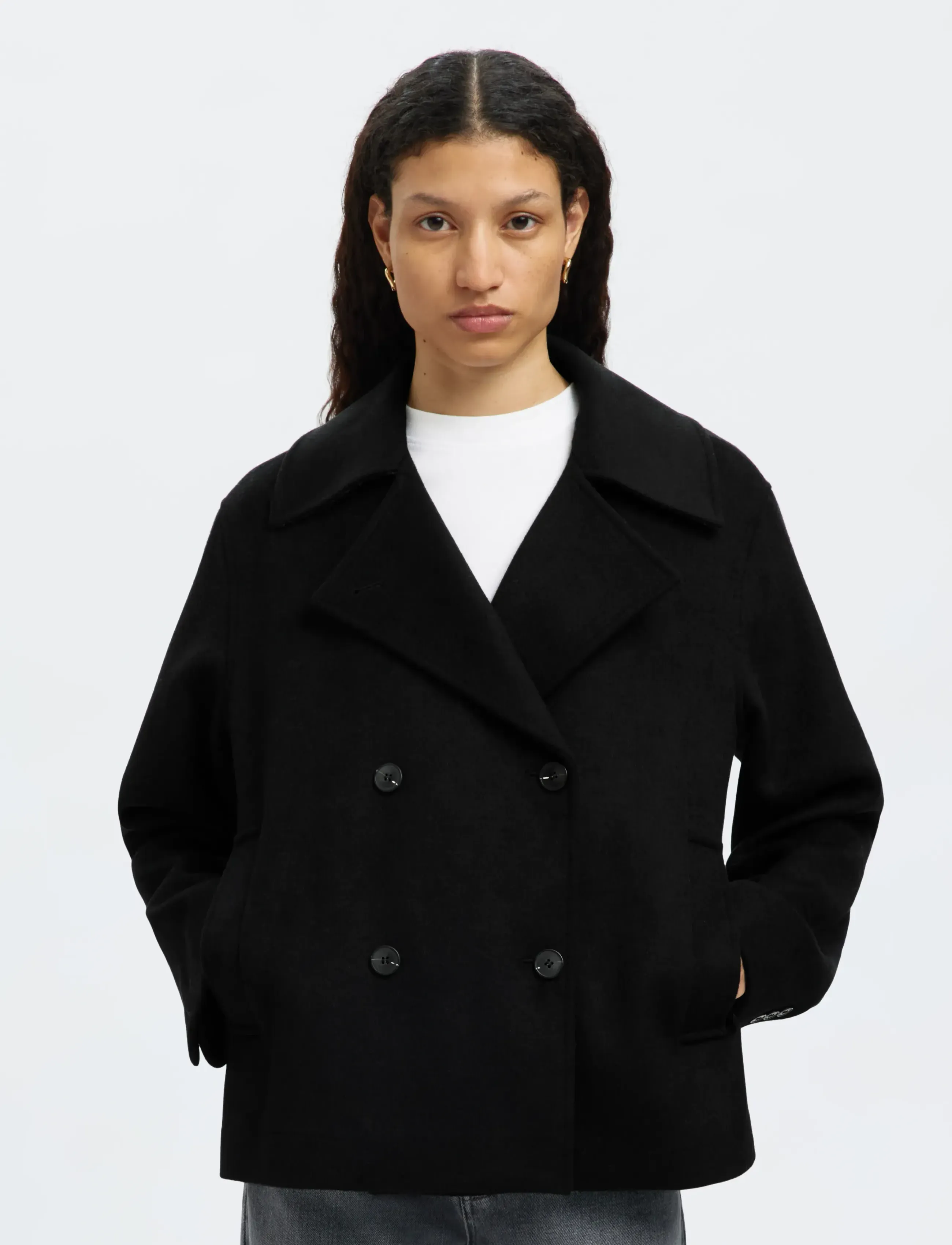 Selected Slfalma Wool Blend Jacket Noos, 42, Black, Jakker > Uldjakker, Dame