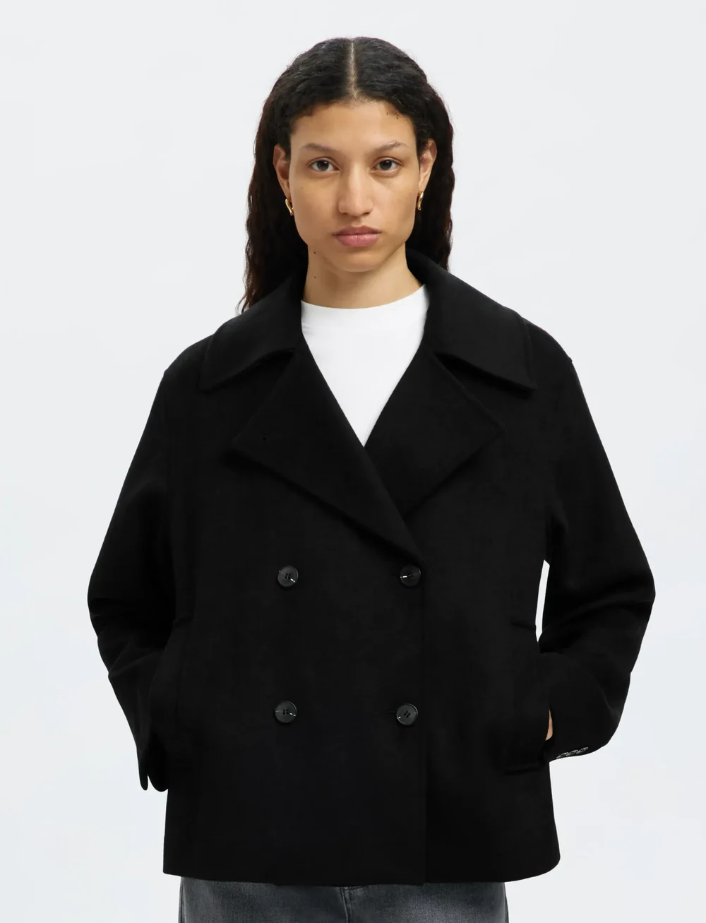 Selected - SLFALMA WOOL BLEND JACKET NOOS - vestes en laine - black - 0