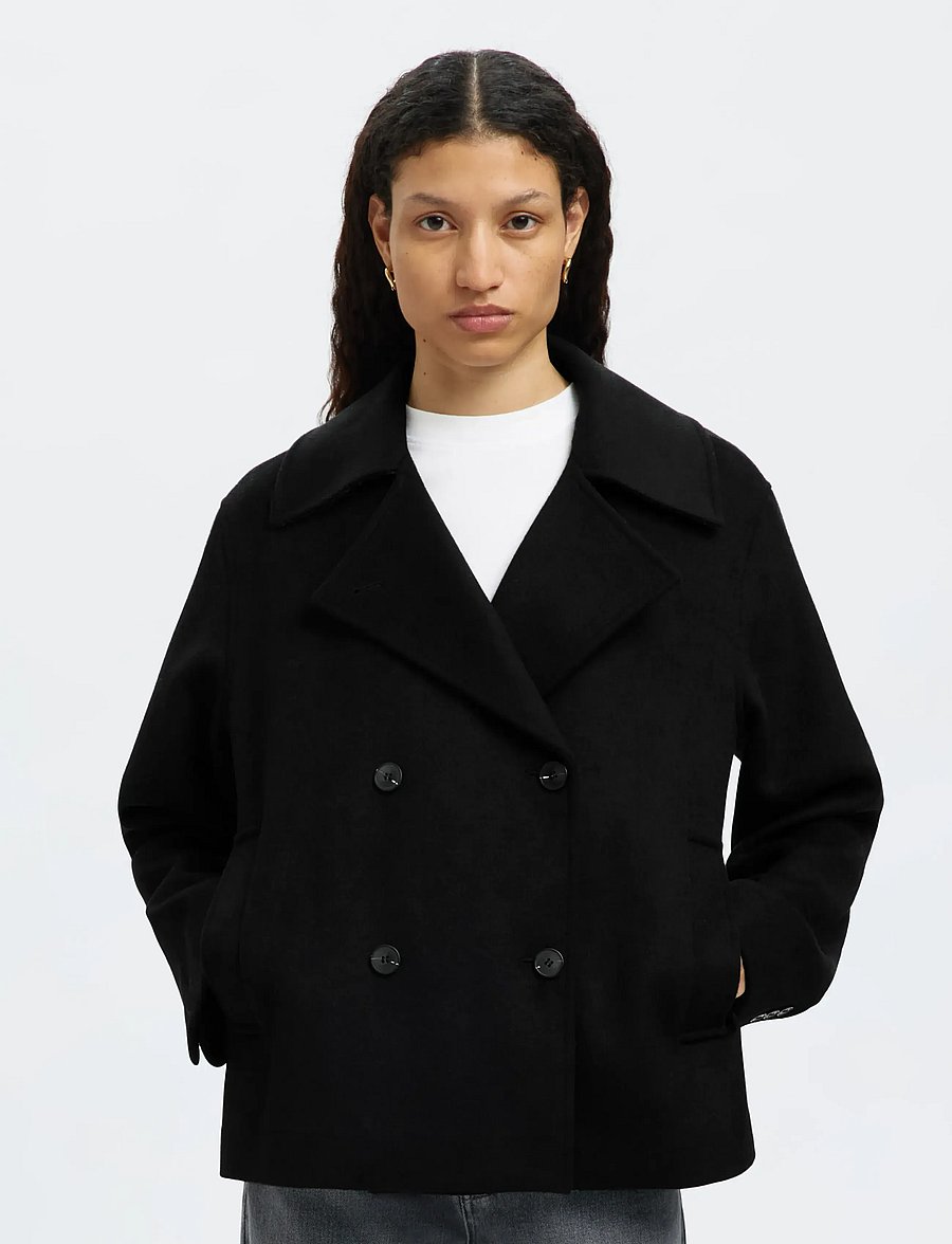 Selected - SLFALMA WOOL BLEND JACKET NOOS - wolljacken - black - 0