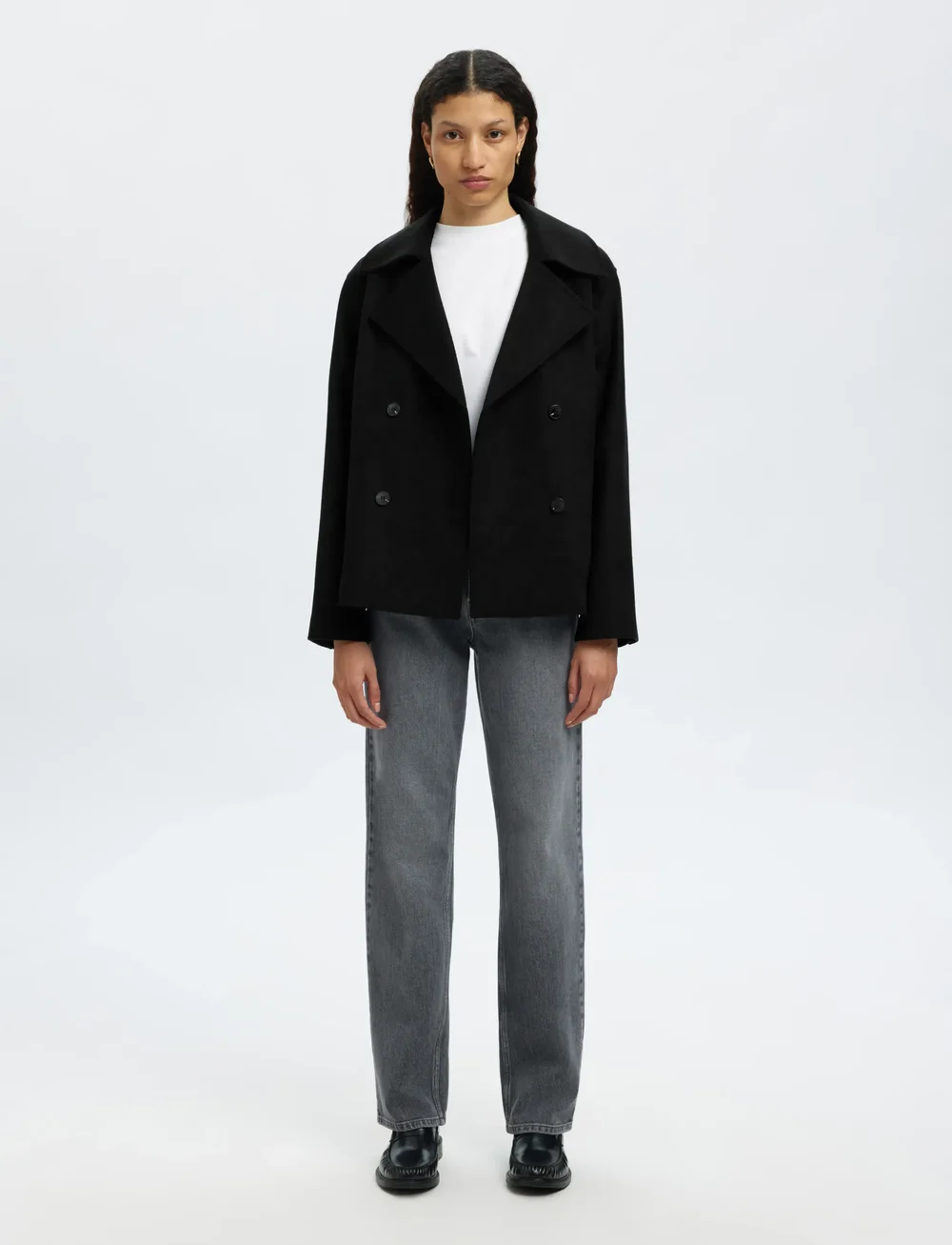 Selected - SLFALMA WOOL BLEND JACKET NOOS - vestes en laine - black - 4