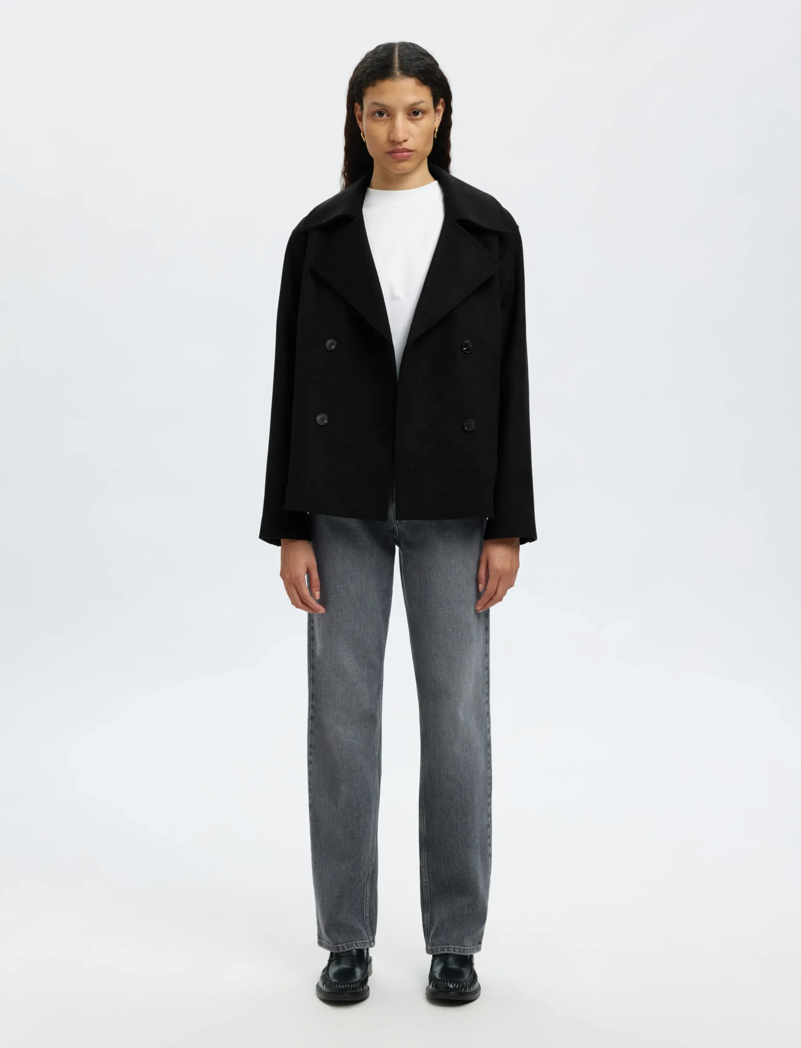 Selected - SLFALMA WOOL BLEND JACKET NOOS - wolljacken - black - 4
