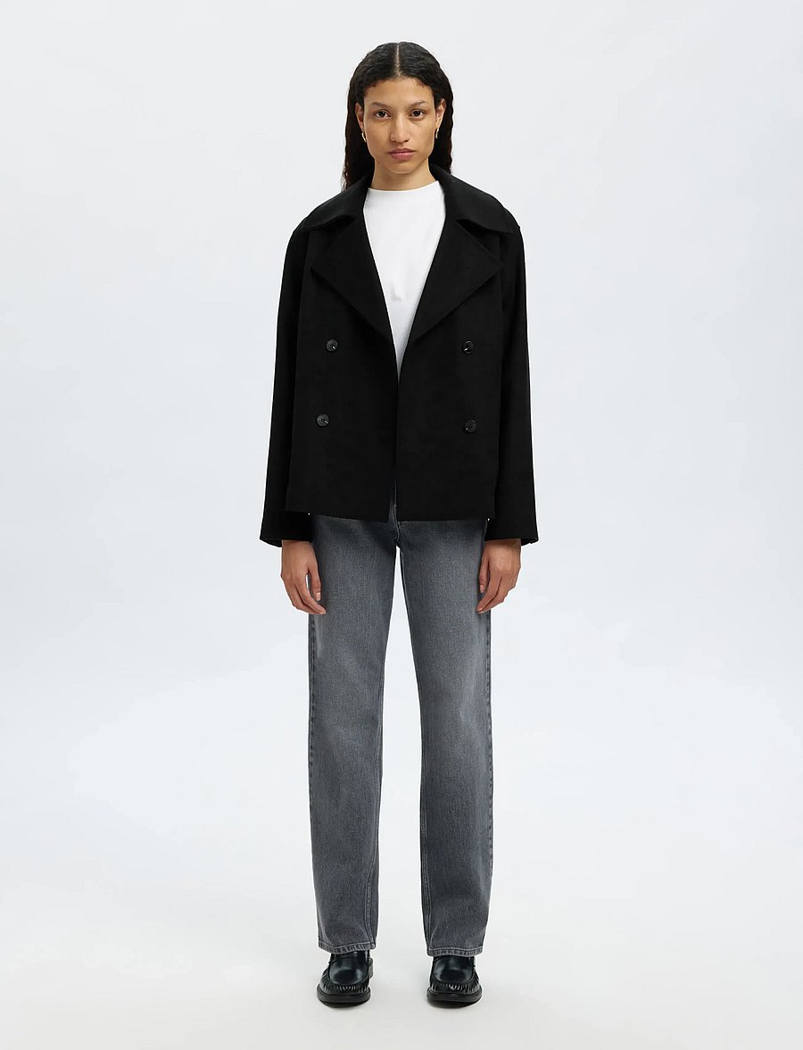 Selected - SLFALMA WOOL BLEND JACKET NOOS - wolljacken - black - 4