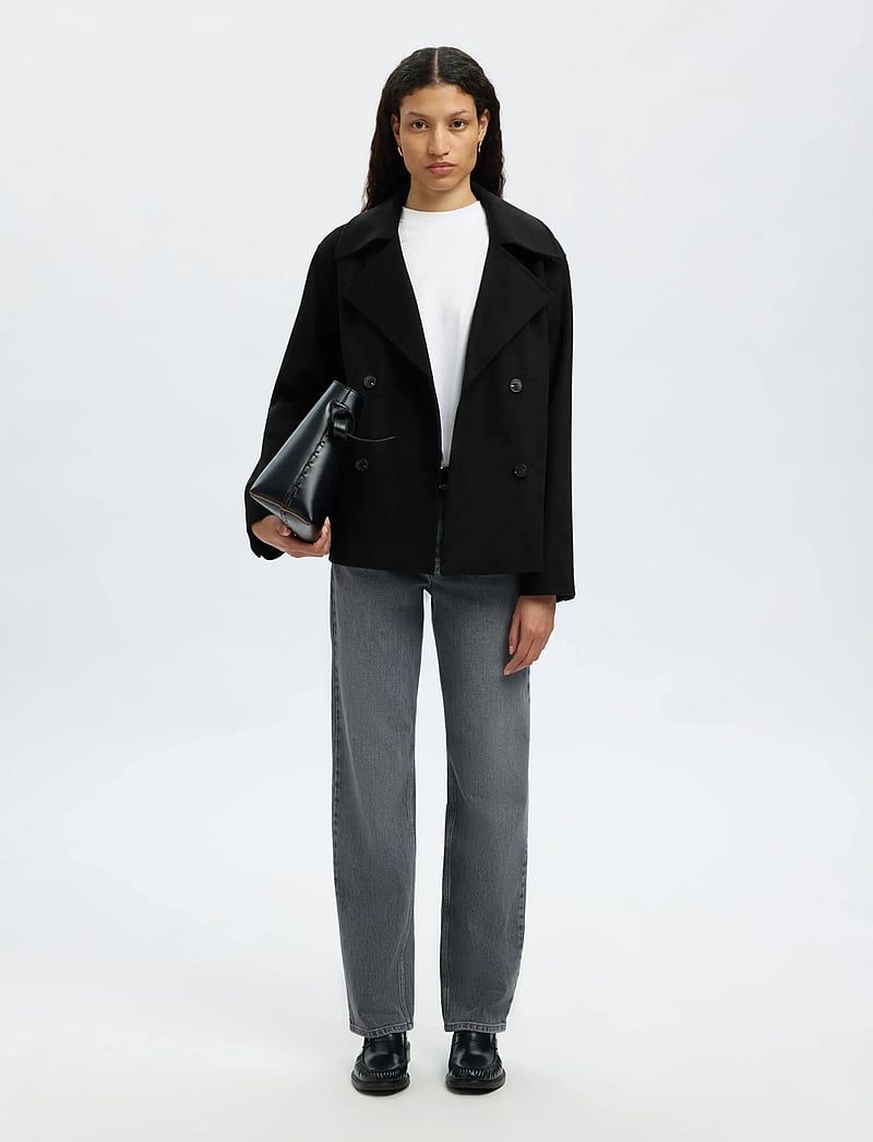 Selected - SLFALMA WOOL BLEND JACKET NOOS - uldjakker - black - 5